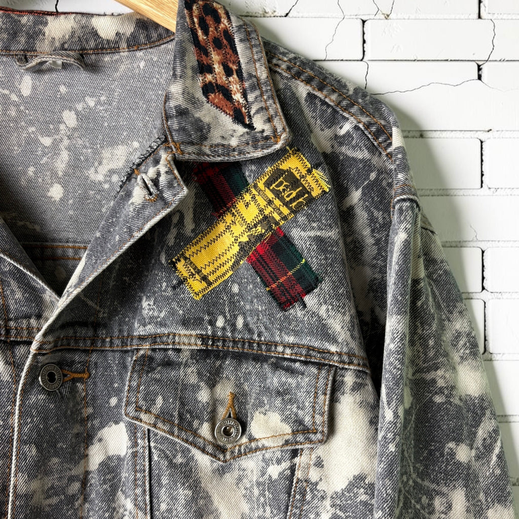 PATCHWORK RIOT - Custom Patchwork Bleached Denim Jacket Punk Rock Jacket Alternative Tumblr Grunge