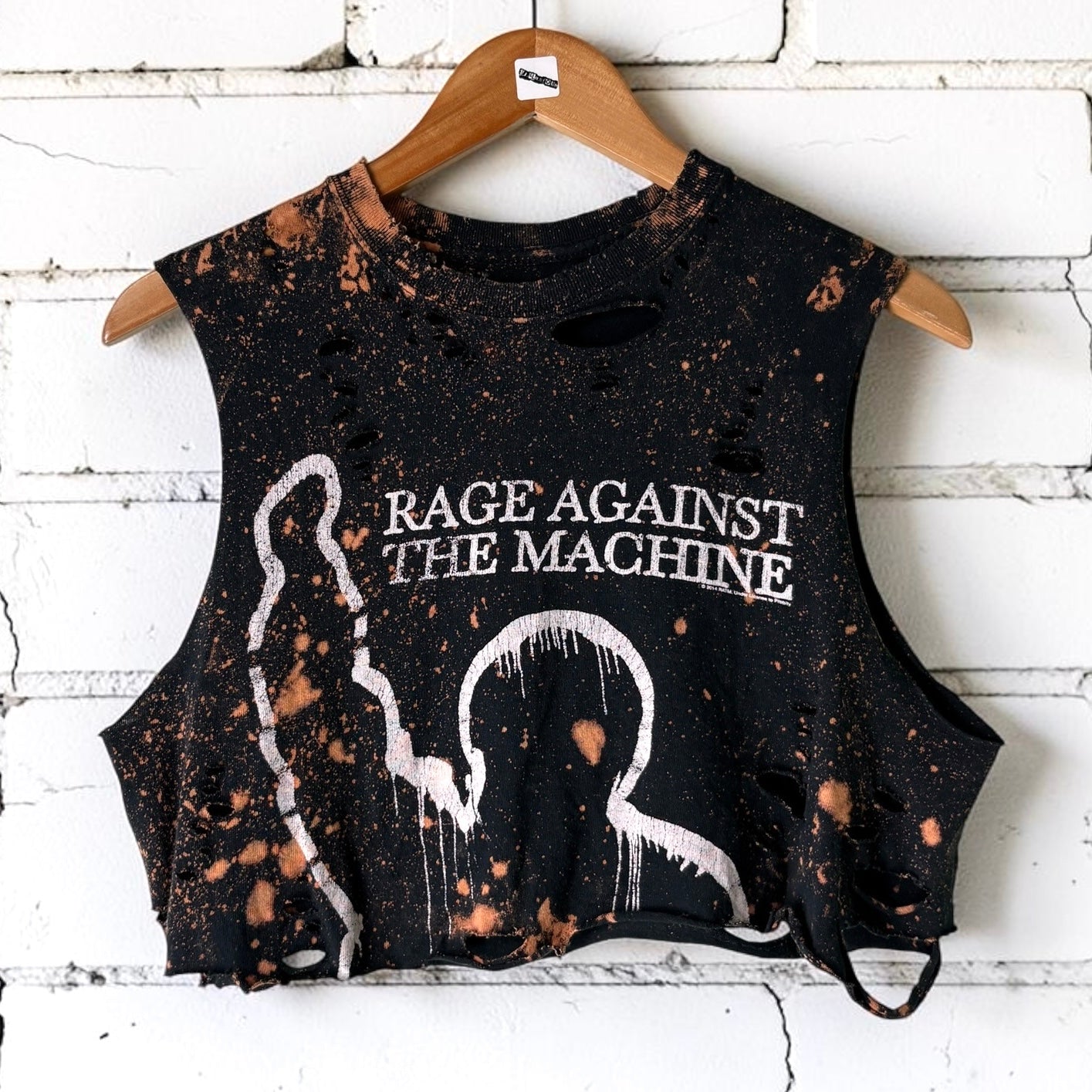 Rage Against The Machine Bleached Distressed Cropped Tee