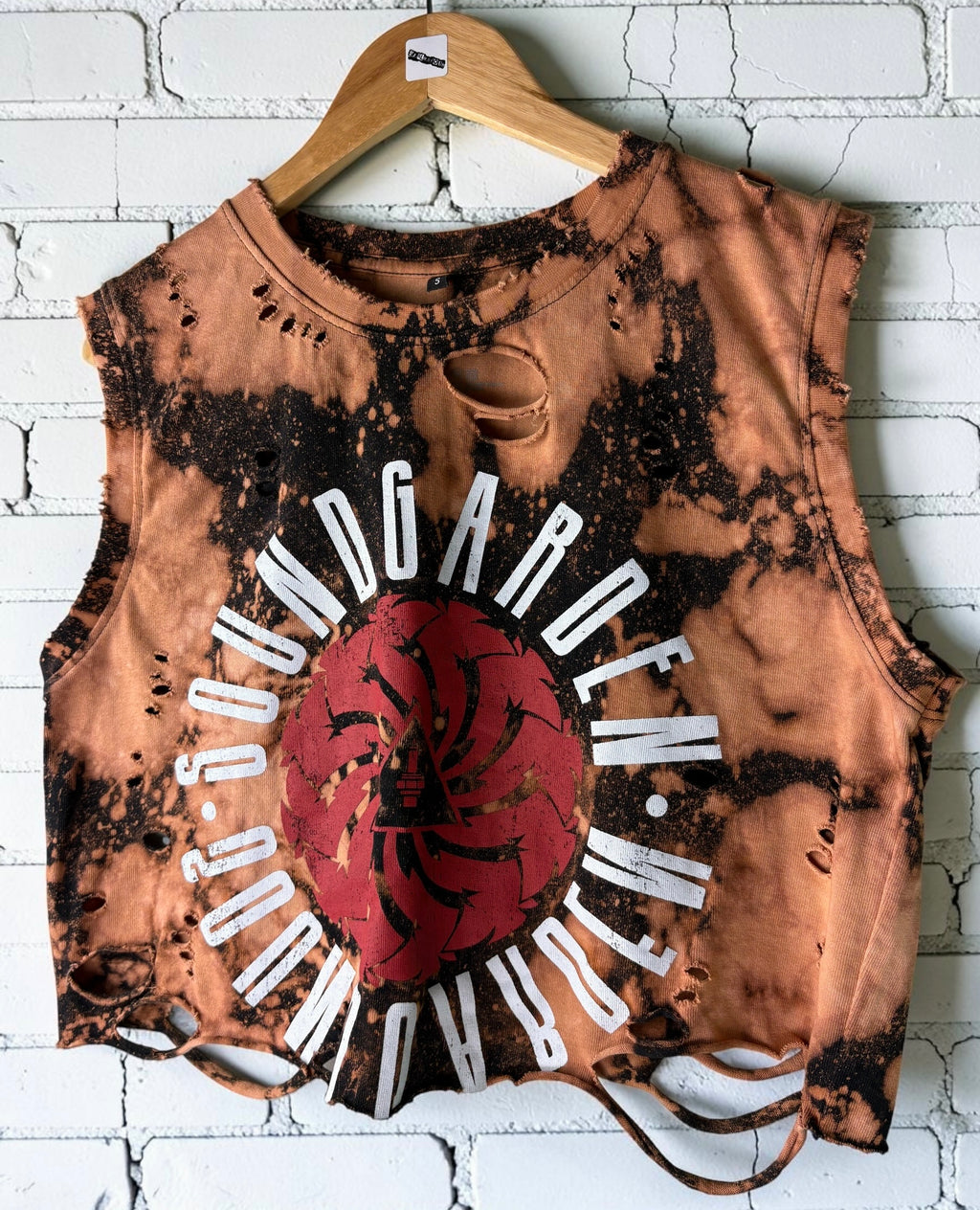 Soundgarden Bleached Distressed Cropped Band Tee