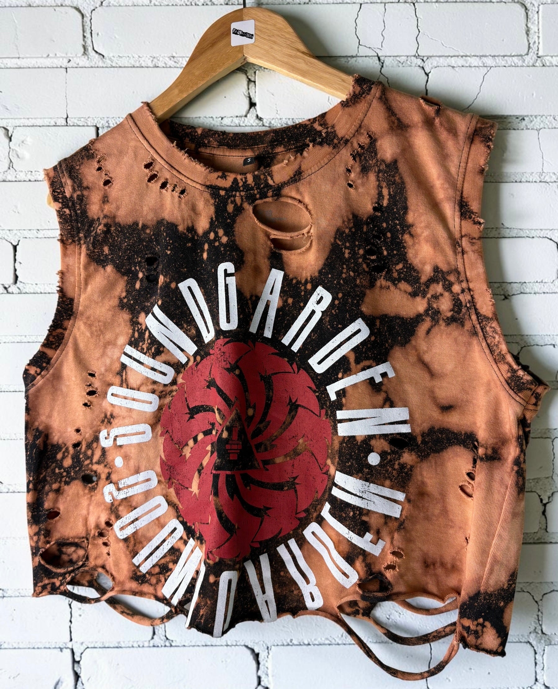 Soundgarden Bleached Distressed Cropped Band Tee