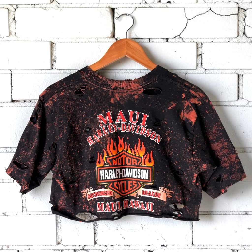 Harley Davidson Hawaii Bleached Cropped Tee