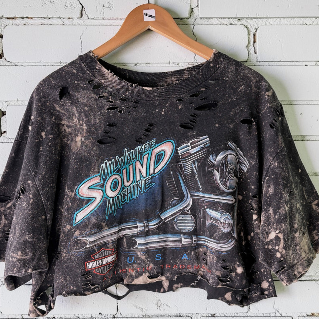 Harley Davidson Nashville Distressed Bleached Cropped Tee