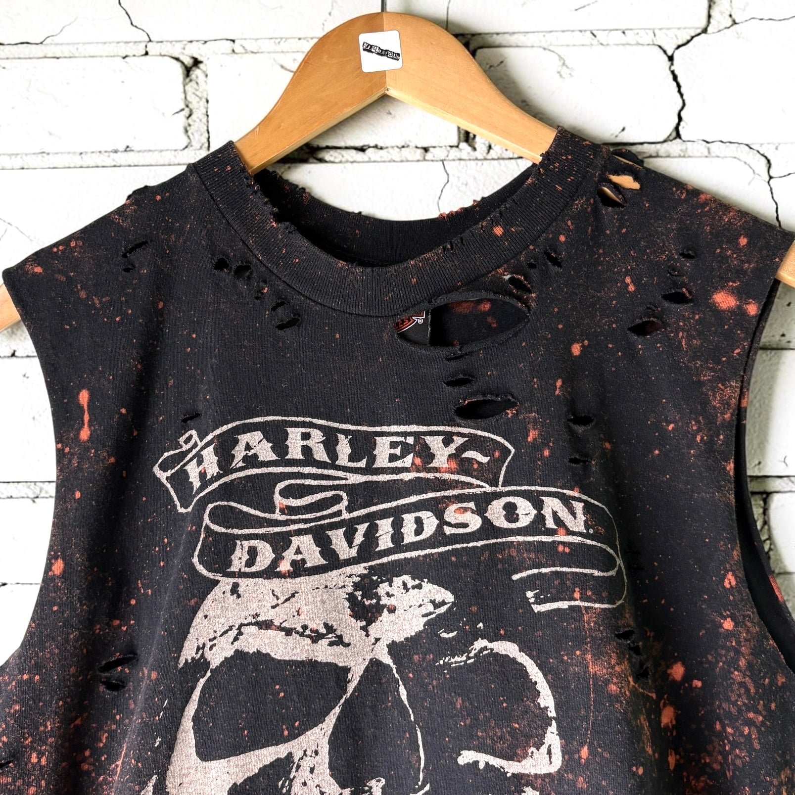 Harley Davidson Edinburgh Bleached Distressed Cropped T-shirt