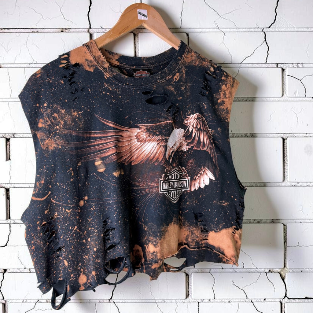 Harley Davidson Australia Bleached Distressed Cropped Tee