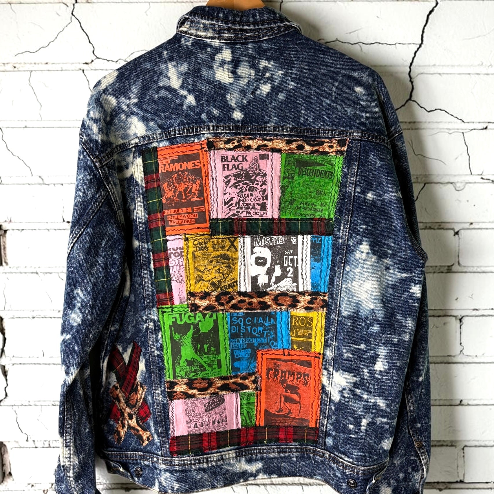 SEDATED - Custom Punk Rock Patch Denim Jacket - Acid Wash Jean Jacket
