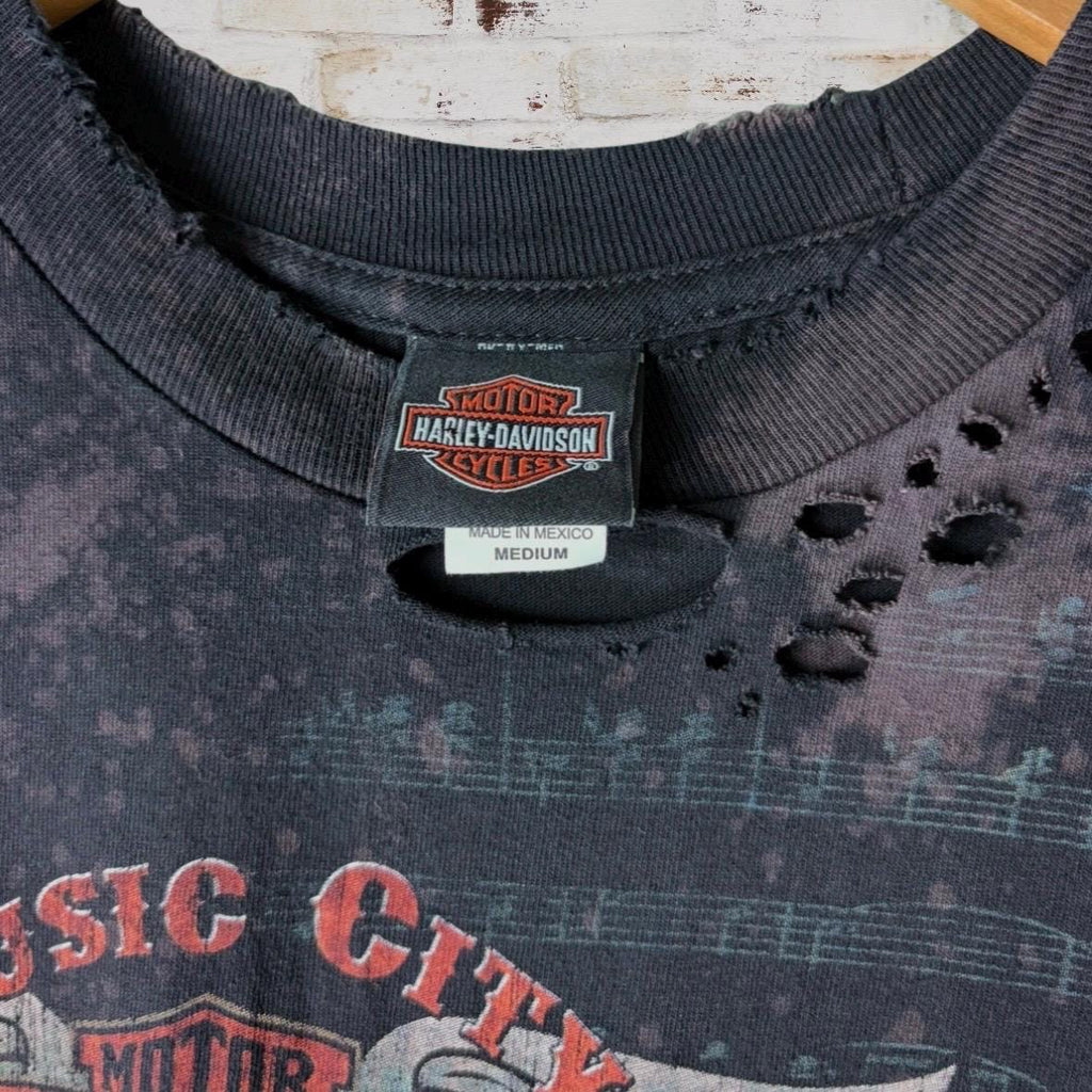 Harley Davidson Nashville Bleached Shredded Tee