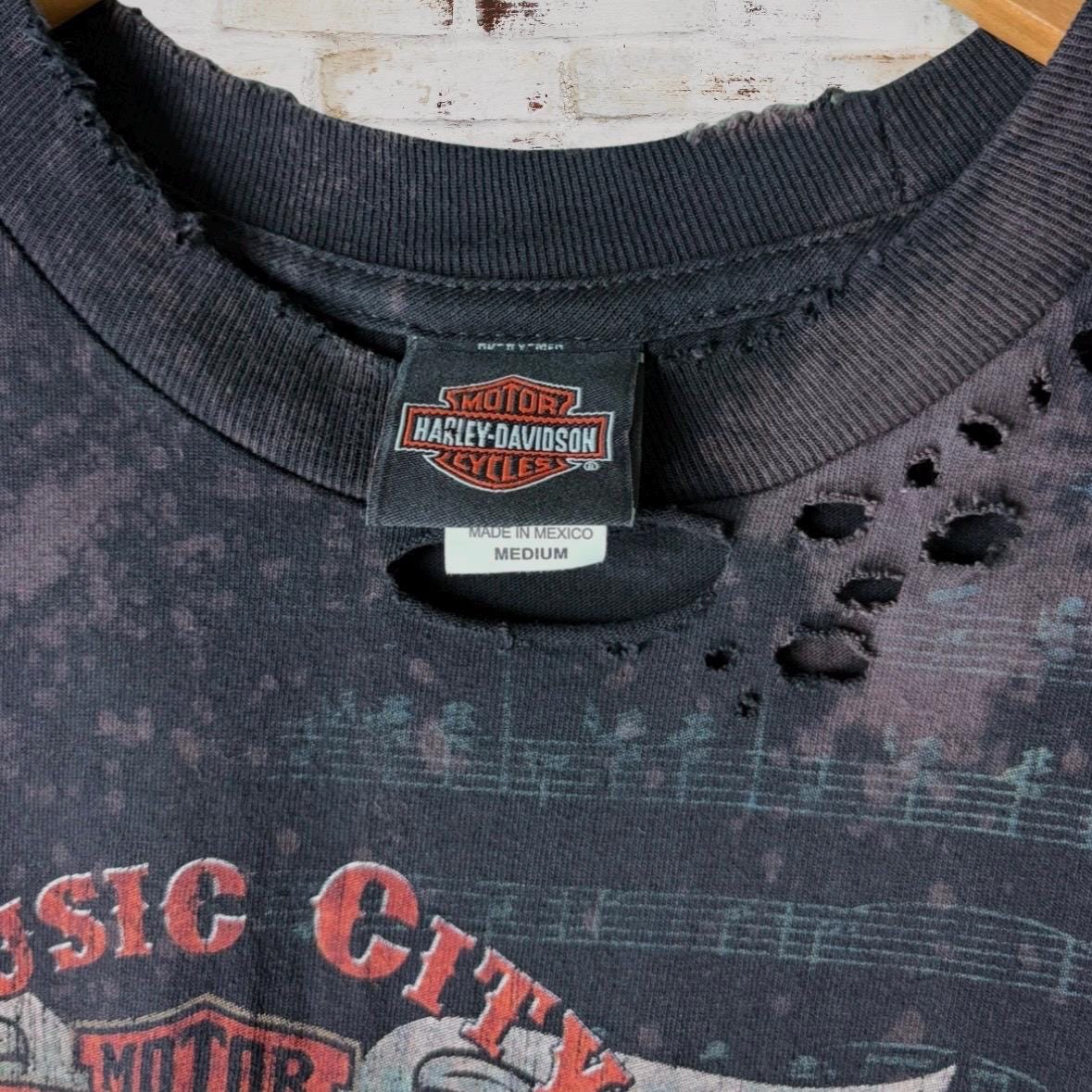 Harley Davidson Nashville Bleached Shredded Tee