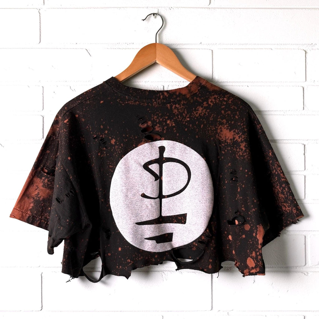 Pink Floyd bleached cropped distressed band tee