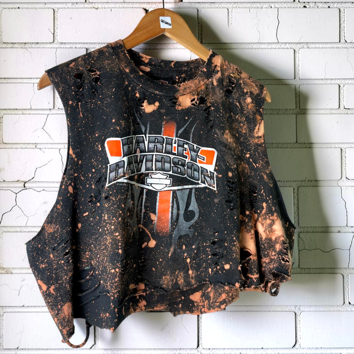 Harley Davidson Virginia Beach Bleached Distressed Cropped Tee