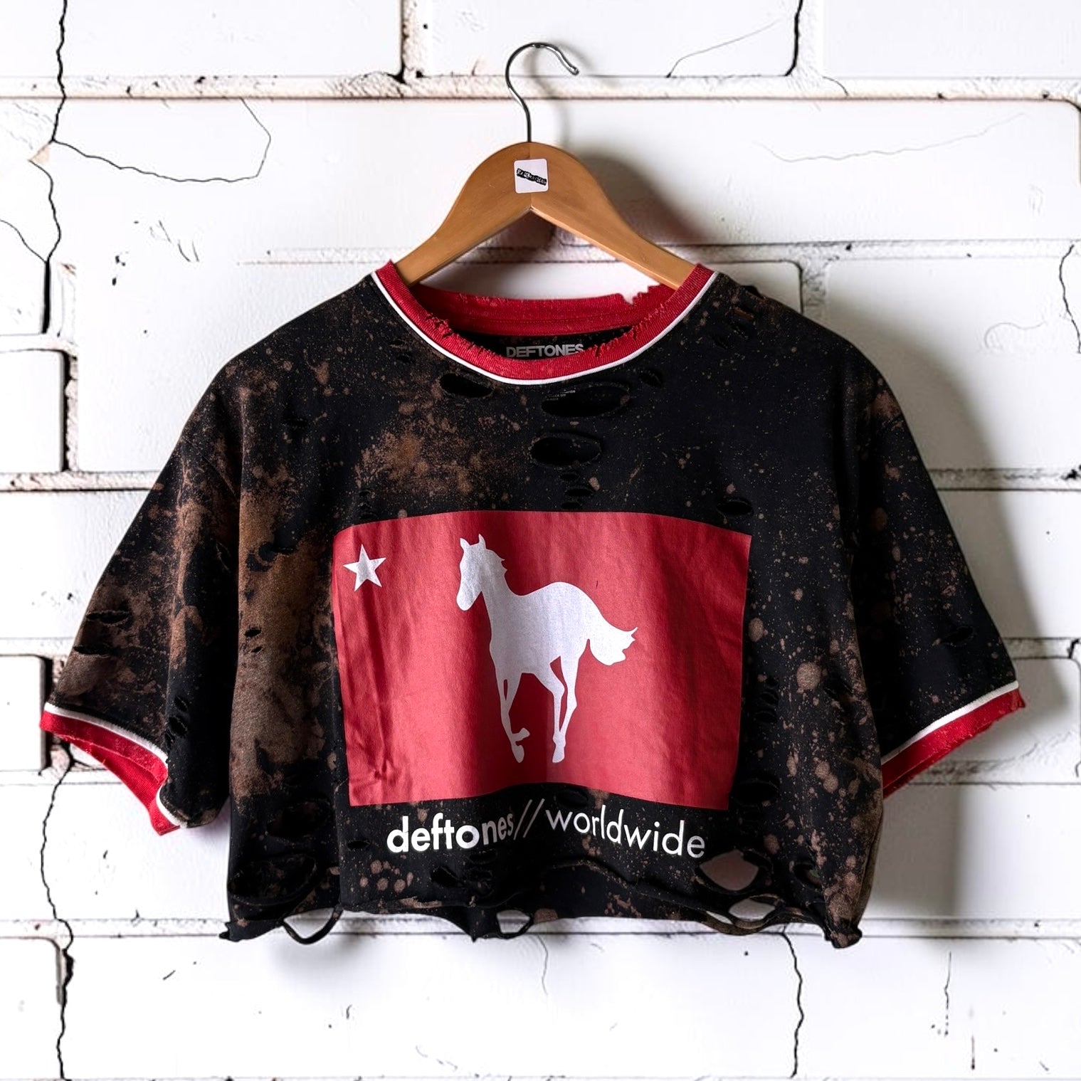 Deftones - Bleached Distressed cropped Band Tee