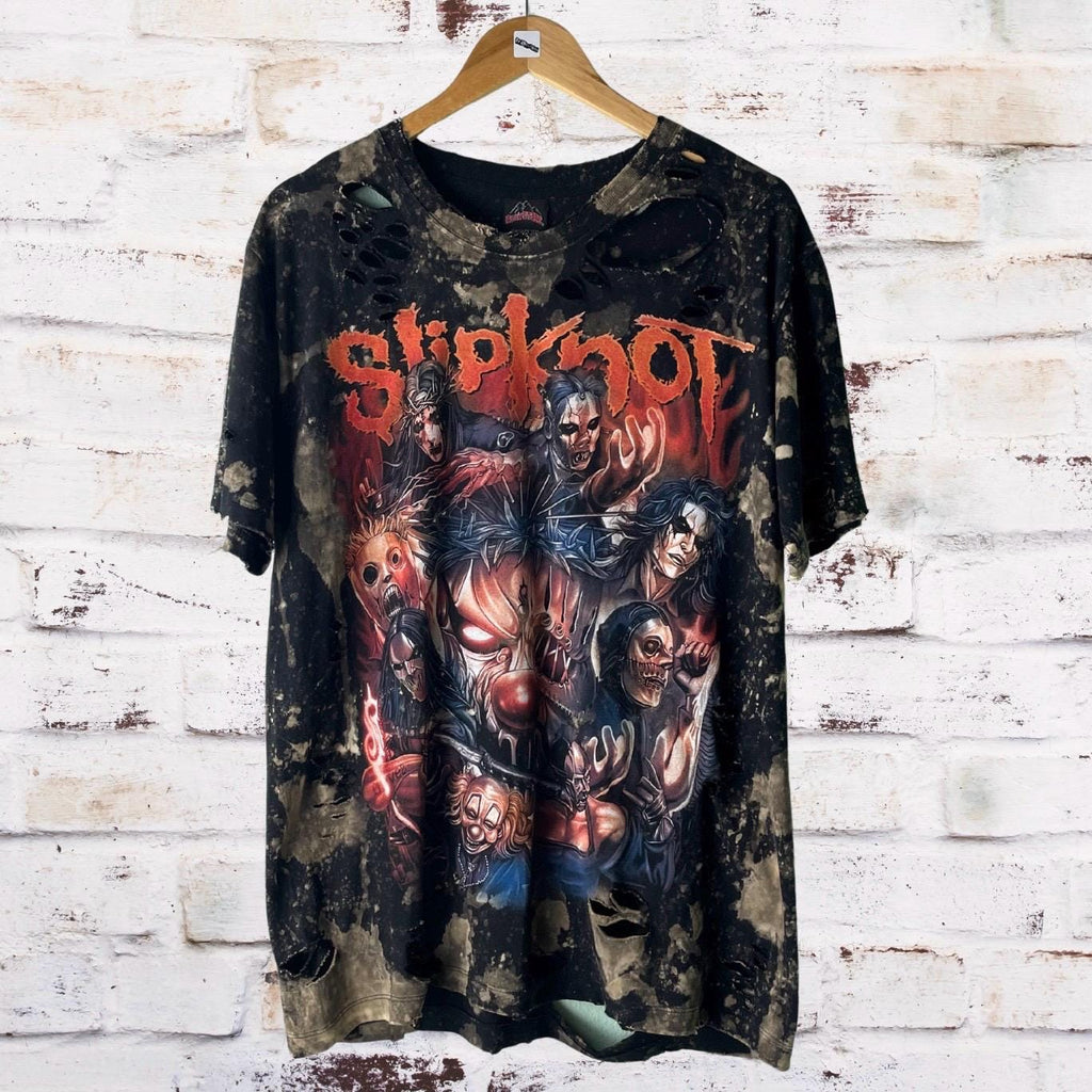 Slipknot Masks Bleach Distressed Band Tee