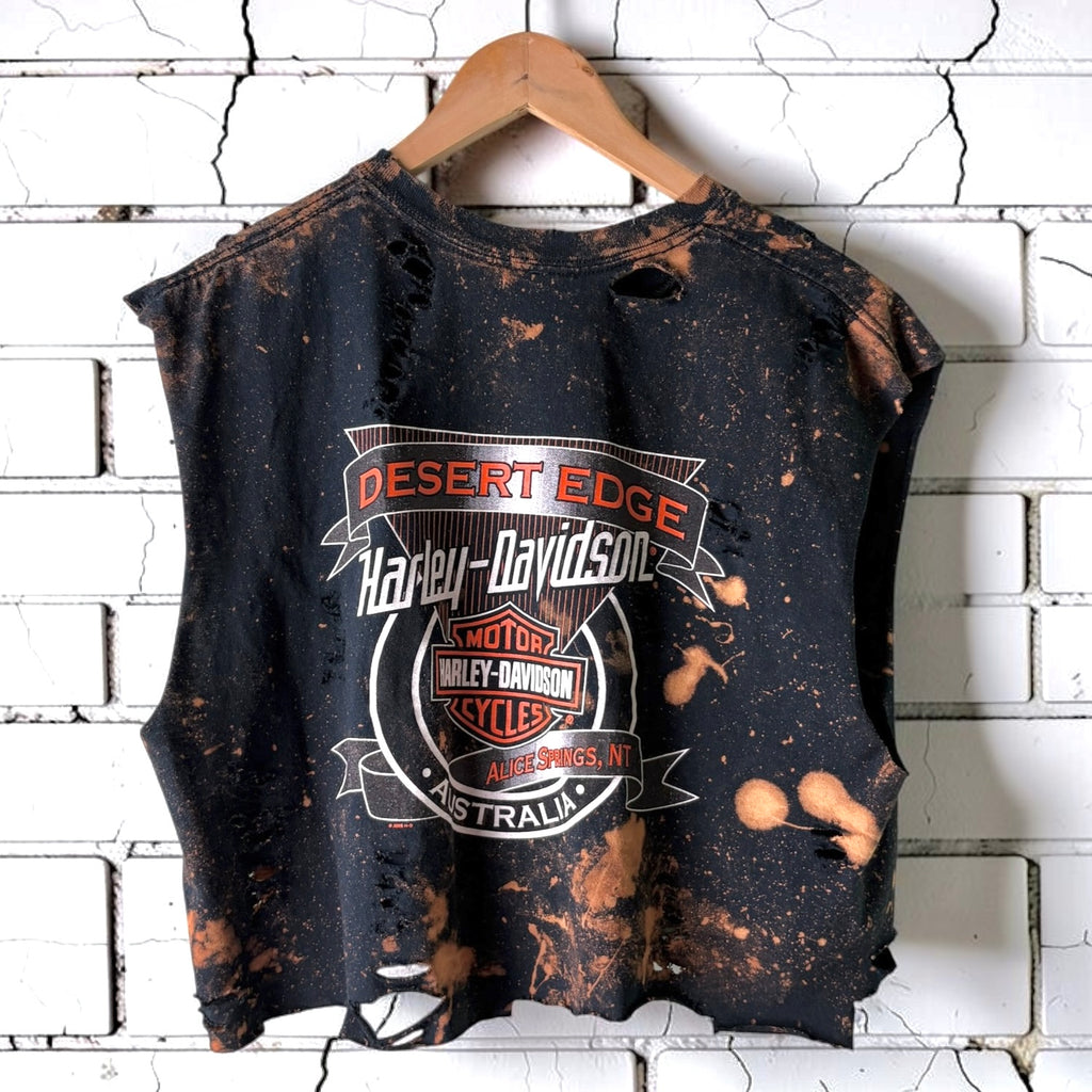 Harley Davidson Australia Bleached Distressed Cropped Tee