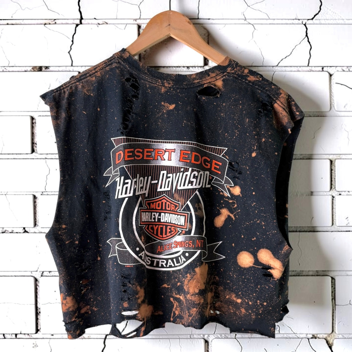 Harley Davidson Australia Bleached Distressed Cropped Tee