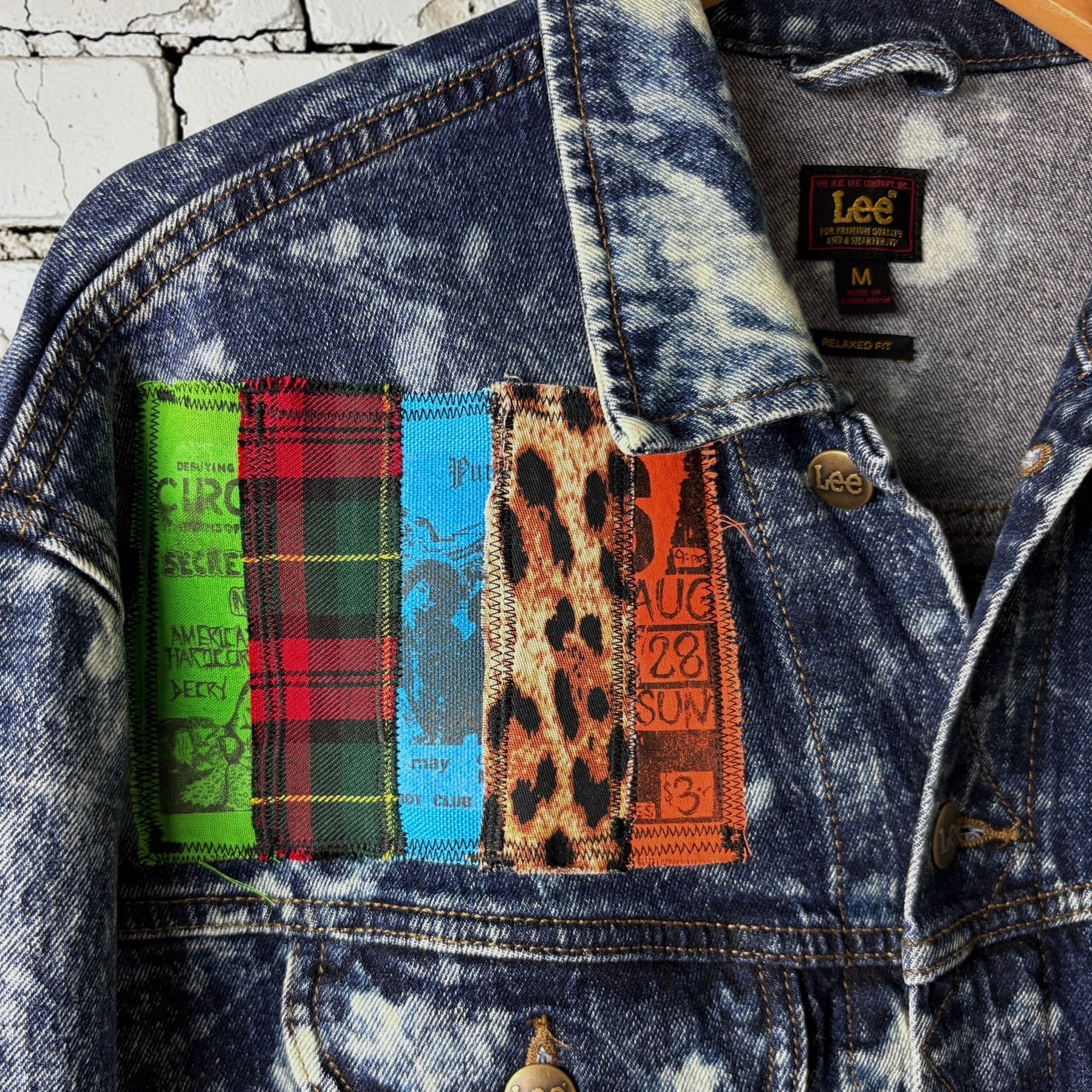 SEDATED - Custom Punk Rock Patch Denim Jacket - Acid Wash Jean Jacket