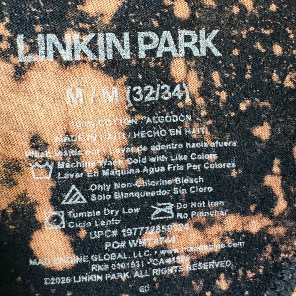 Linkin Park Cropped Band Tee | Hand Bleached Distressed T-shirt Size Medium