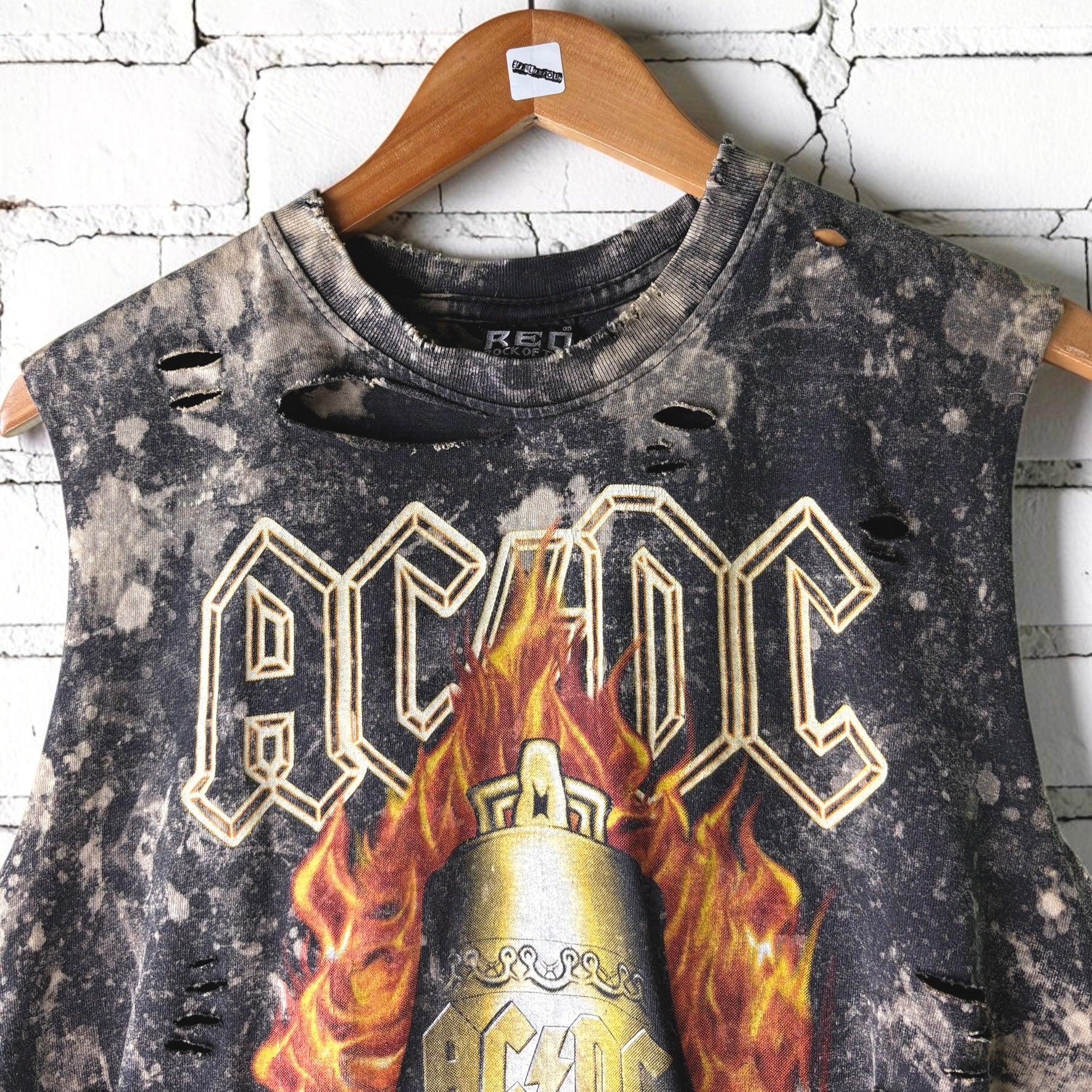 AC/DC - Hells Bells Bleached Distressed Cropped Tee