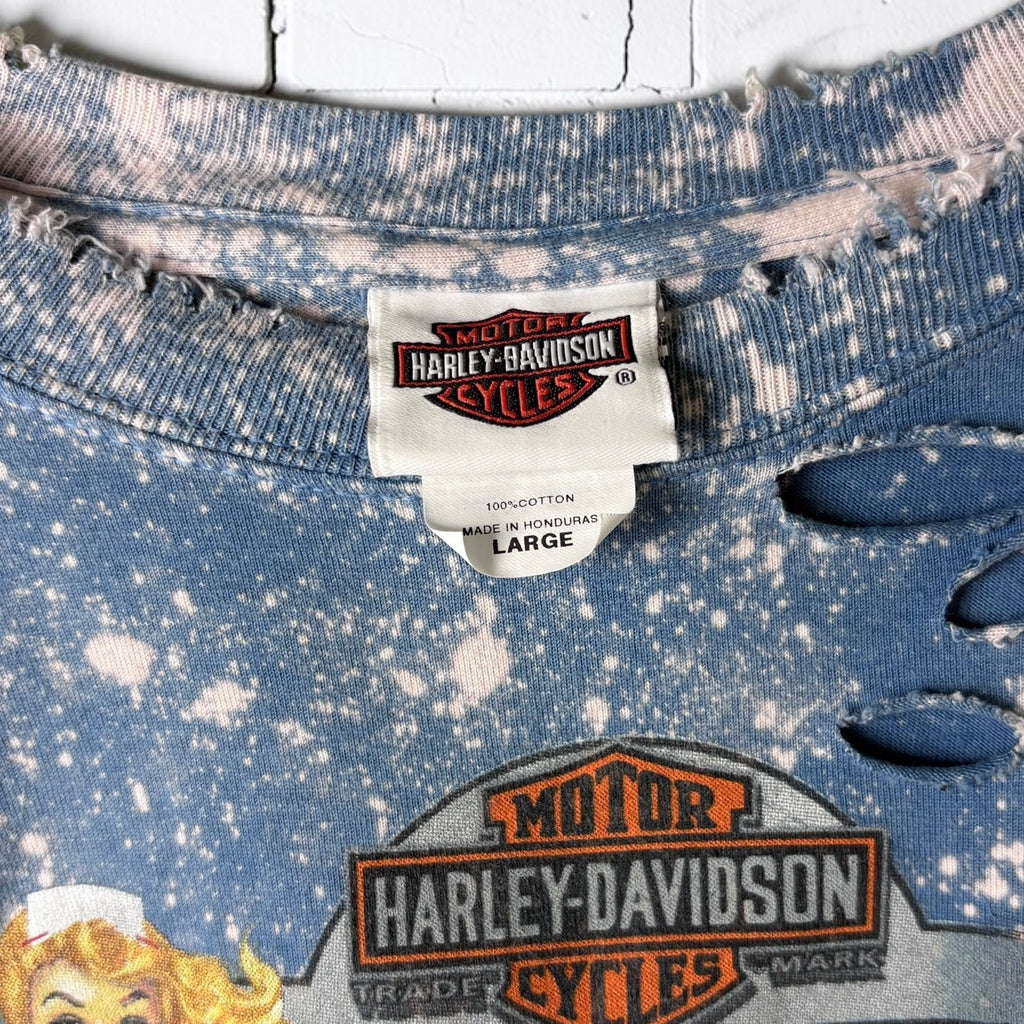 Harley Davidson France Bleached Distressed Cropped Tee