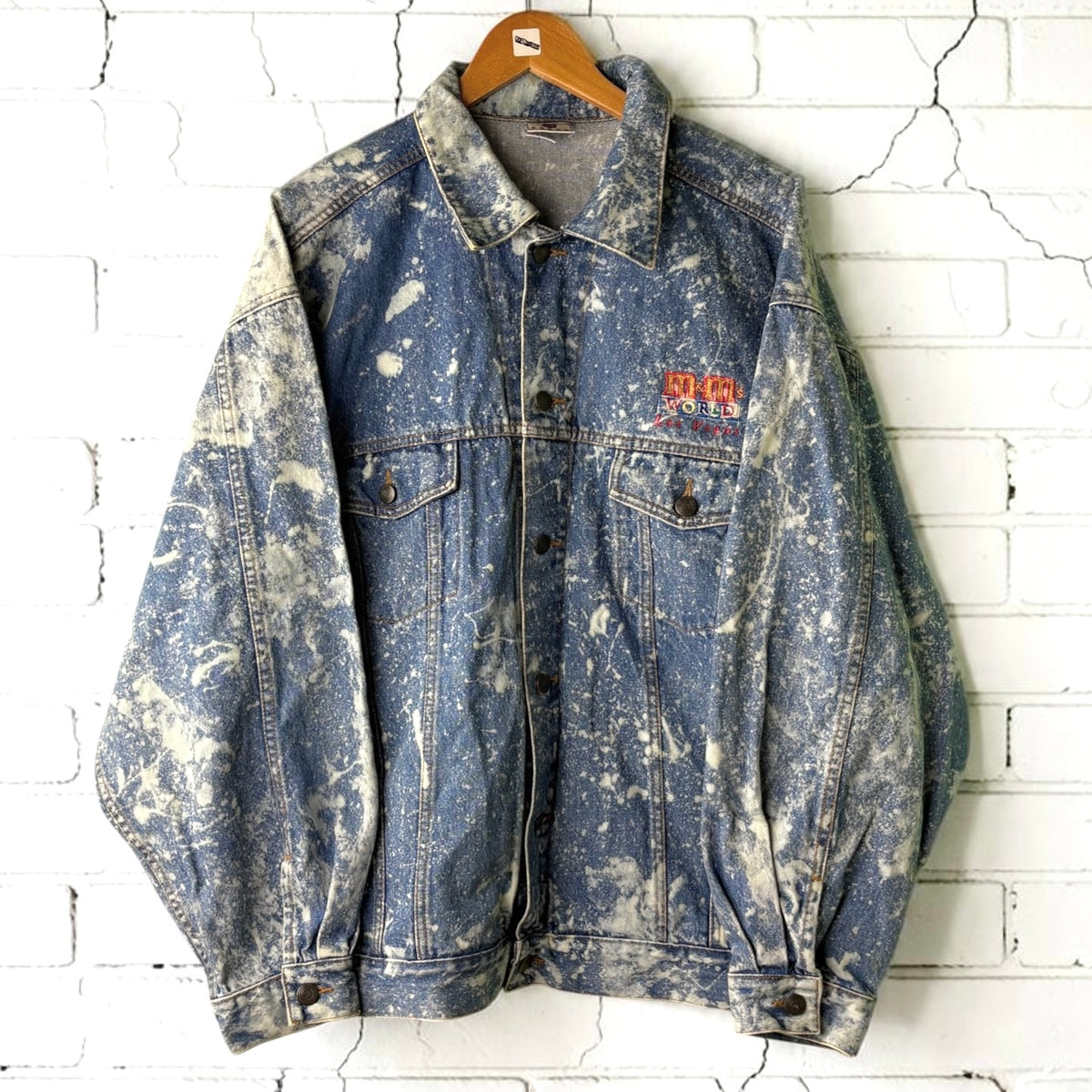 M&M’s World Vintage 90s Custom Bleached Denim Jacket Size XL