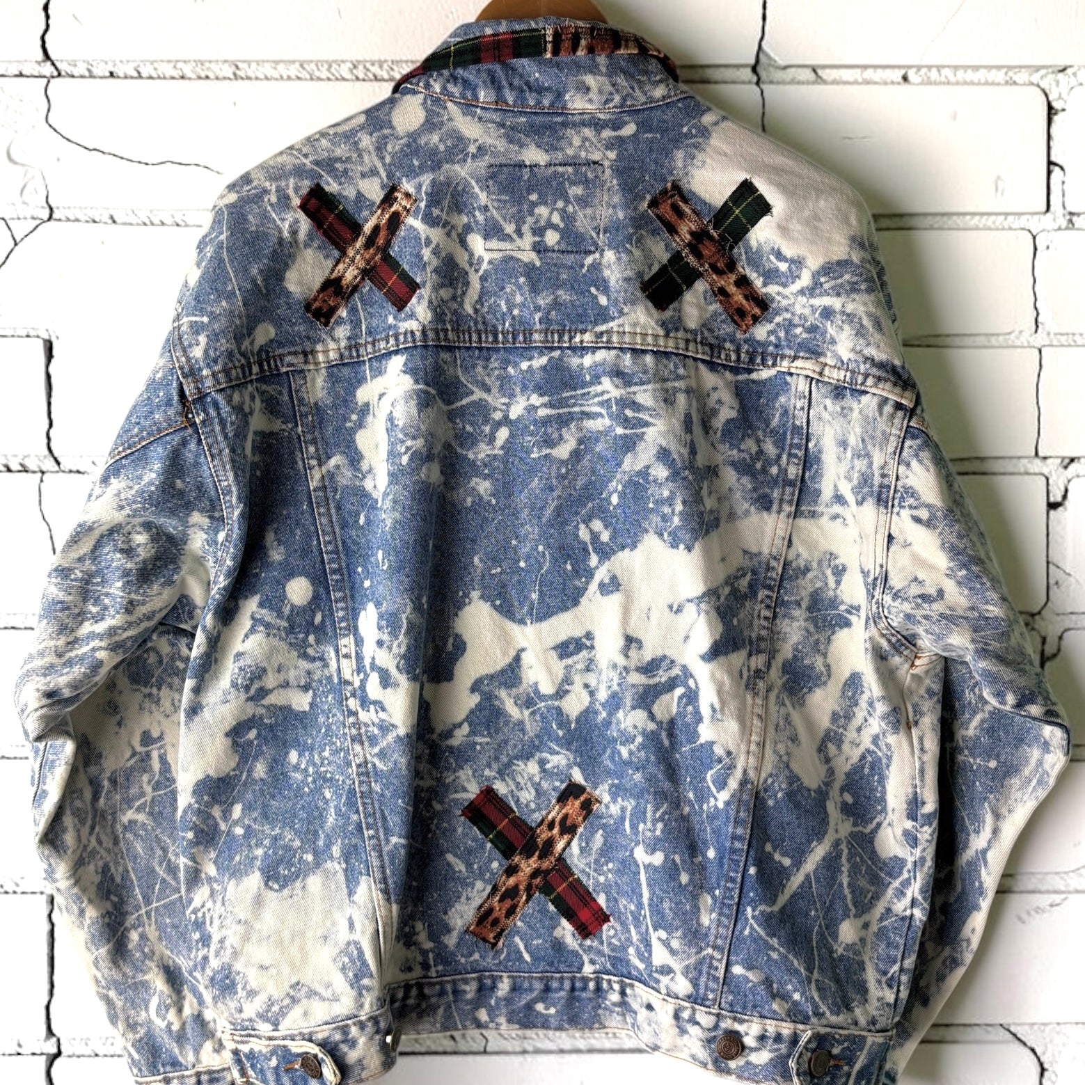 SHOCK TREATMENT - Custom Patchwork Bleached Denim Jacket Punk Rock Jacket Alternative Tumblr Grunge