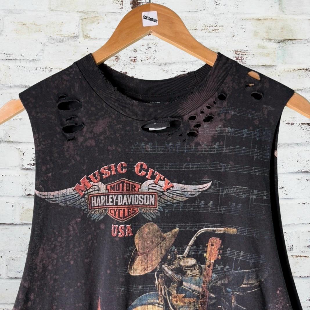 Harley Davidson Nashville Bleached Shredded Tee