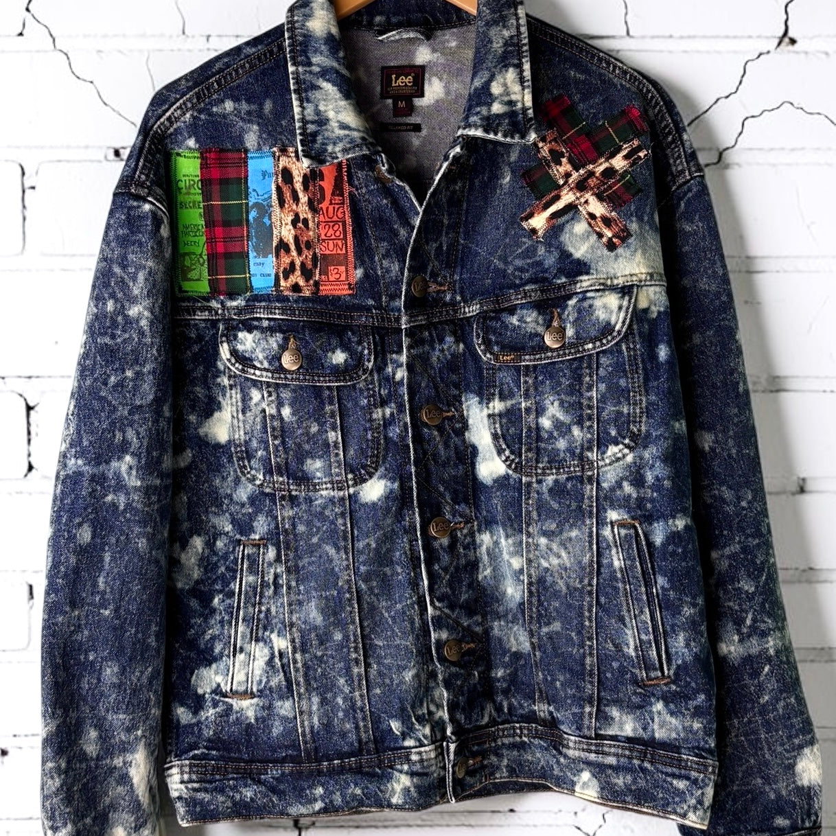 SEDATED - Custom Punk Rock Patch Denim Jacket - Acid Wash Jean Jacket