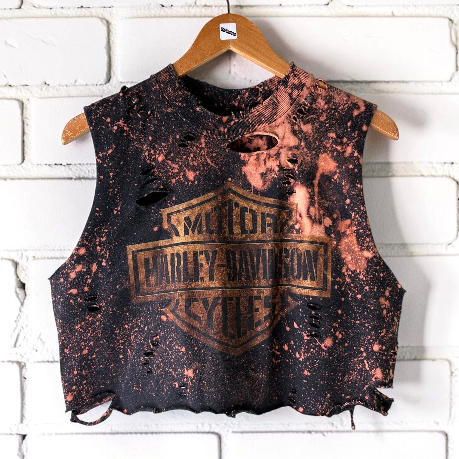 Harley Davidson Iowa Bleached Classic Logo Cropped Tee