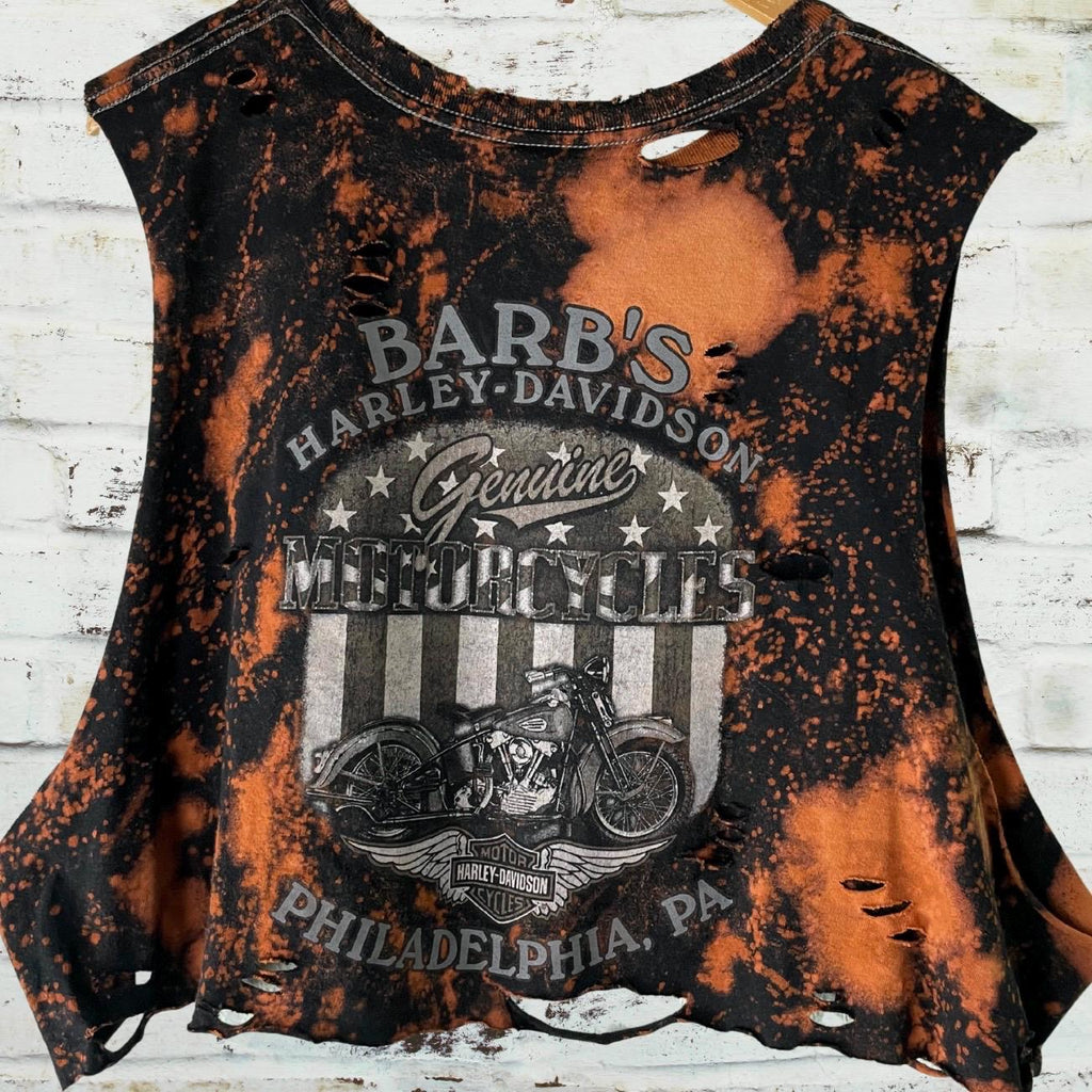 Harley Davidson Cropped Thrashed T-Shirt