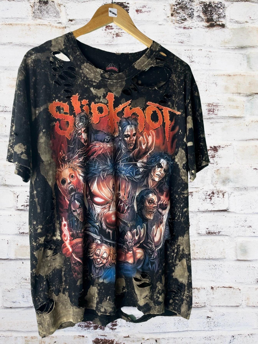Slipknot Masks Bleach Distressed Band Tee