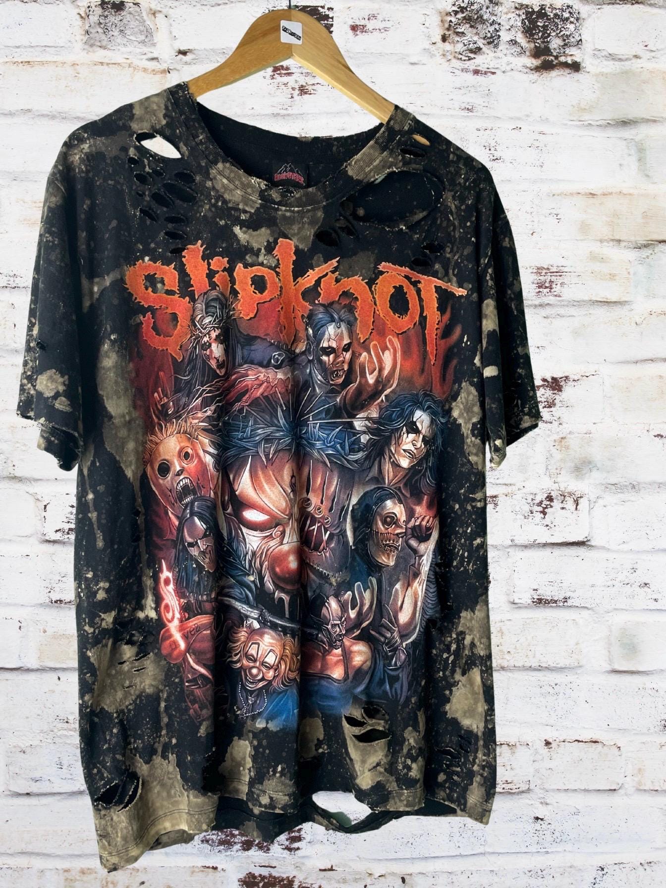 Slipknot Masks Bleach Distressed Band Tee