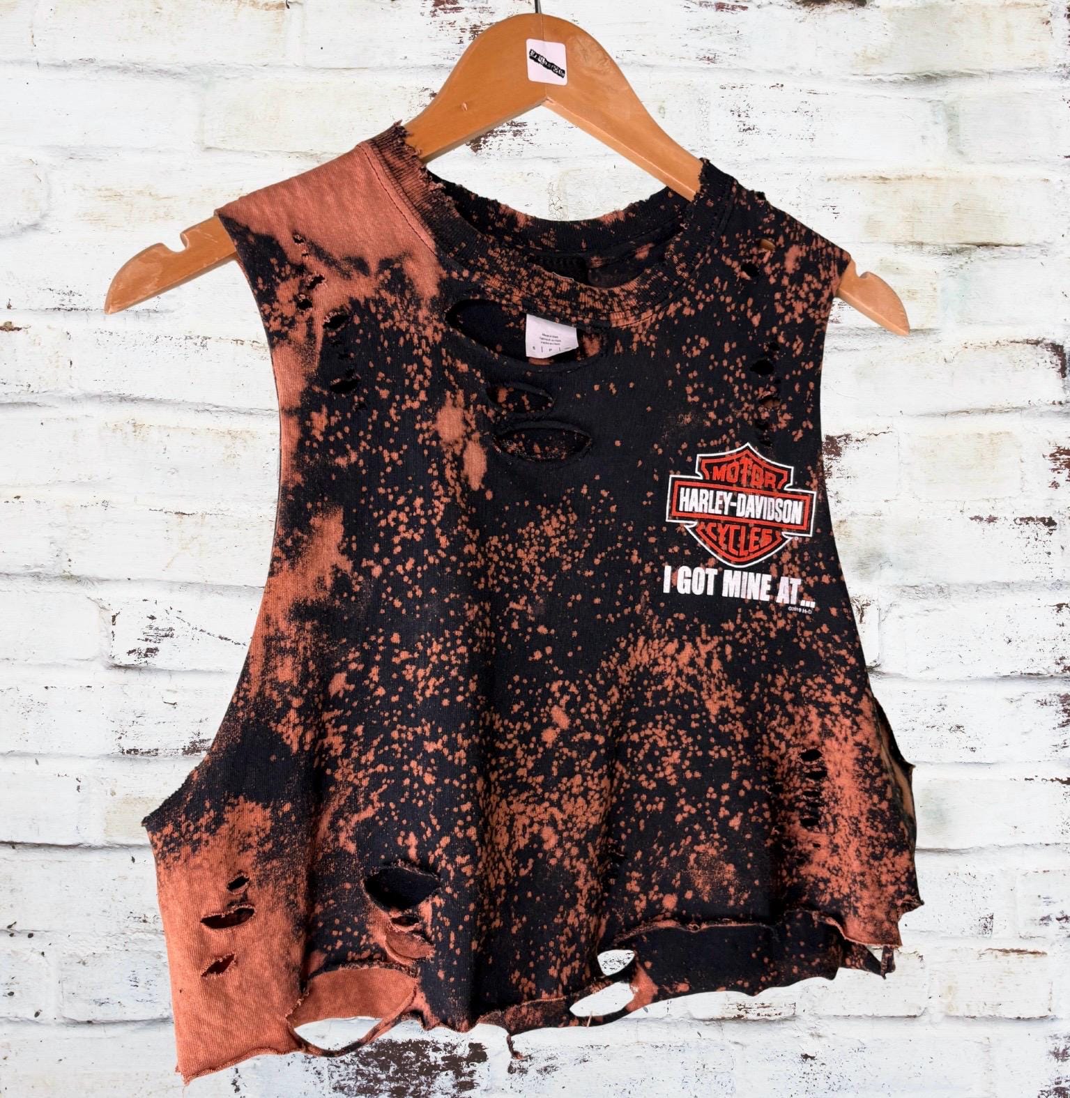 Harley Davidson Emerald Coast Cropped Distressed Tee