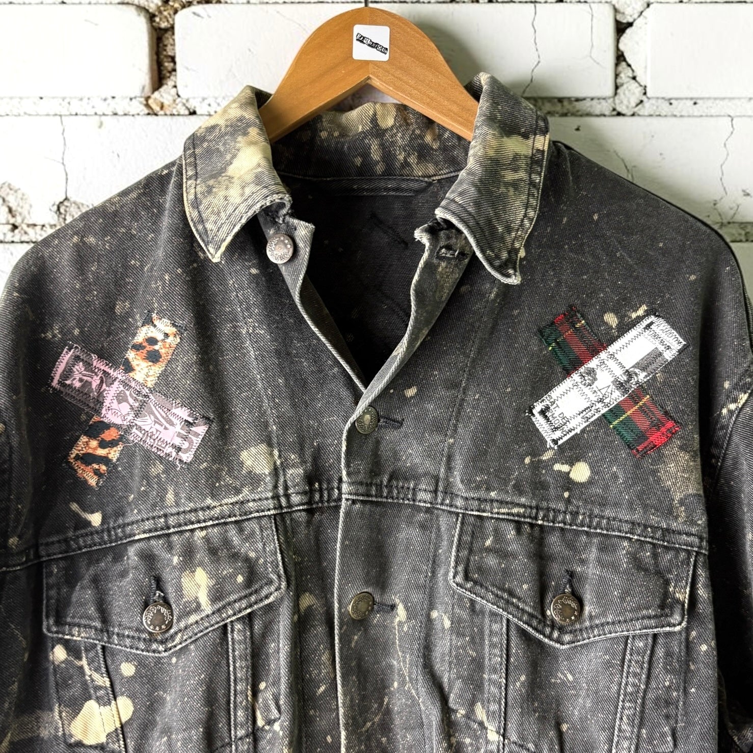 WILD YOUTH - Custom Punk Rock Patch Denim Jacket - Acid Wash Jean Jacket