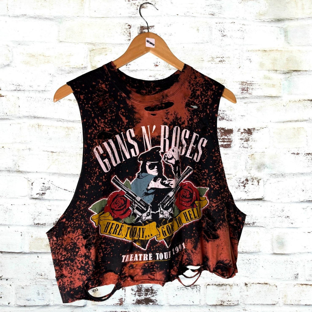 Guns n Roses Cropped Distressed Tee