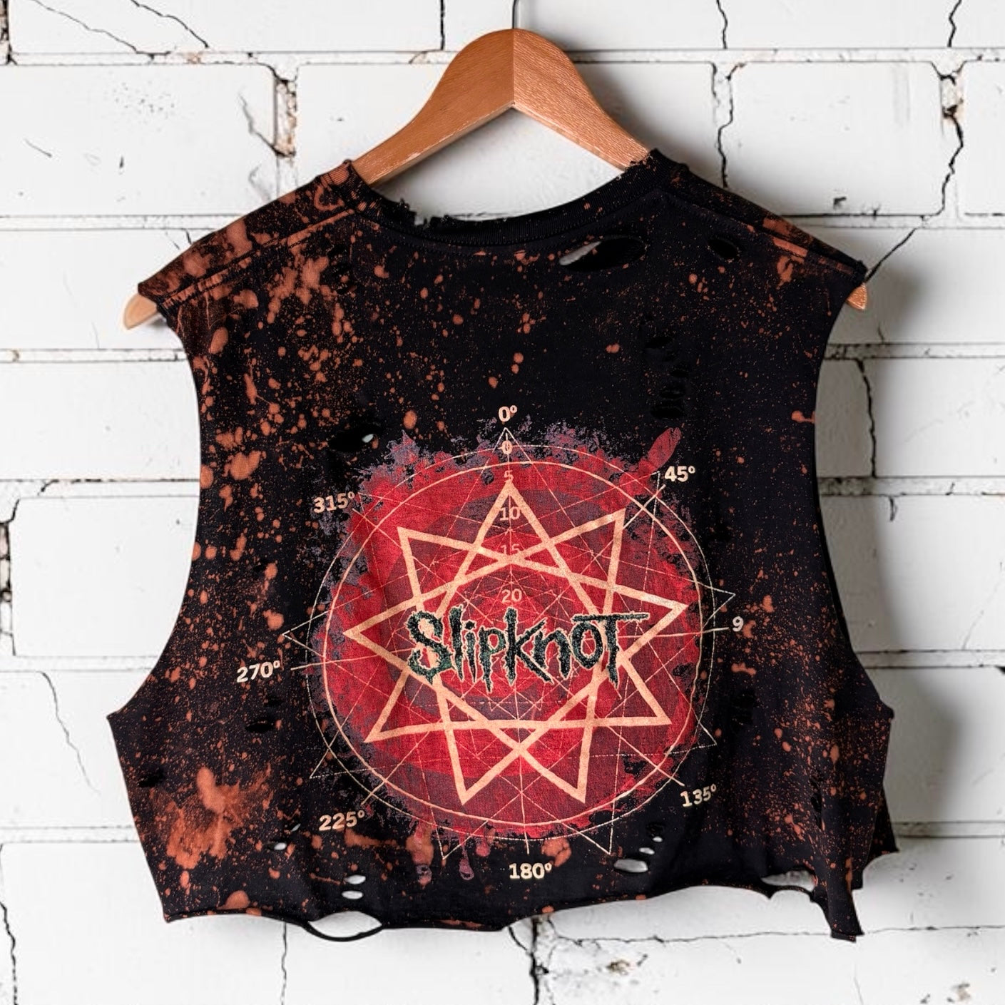 Slipknot Bleached Distressed cropped sleeveless Band Tee