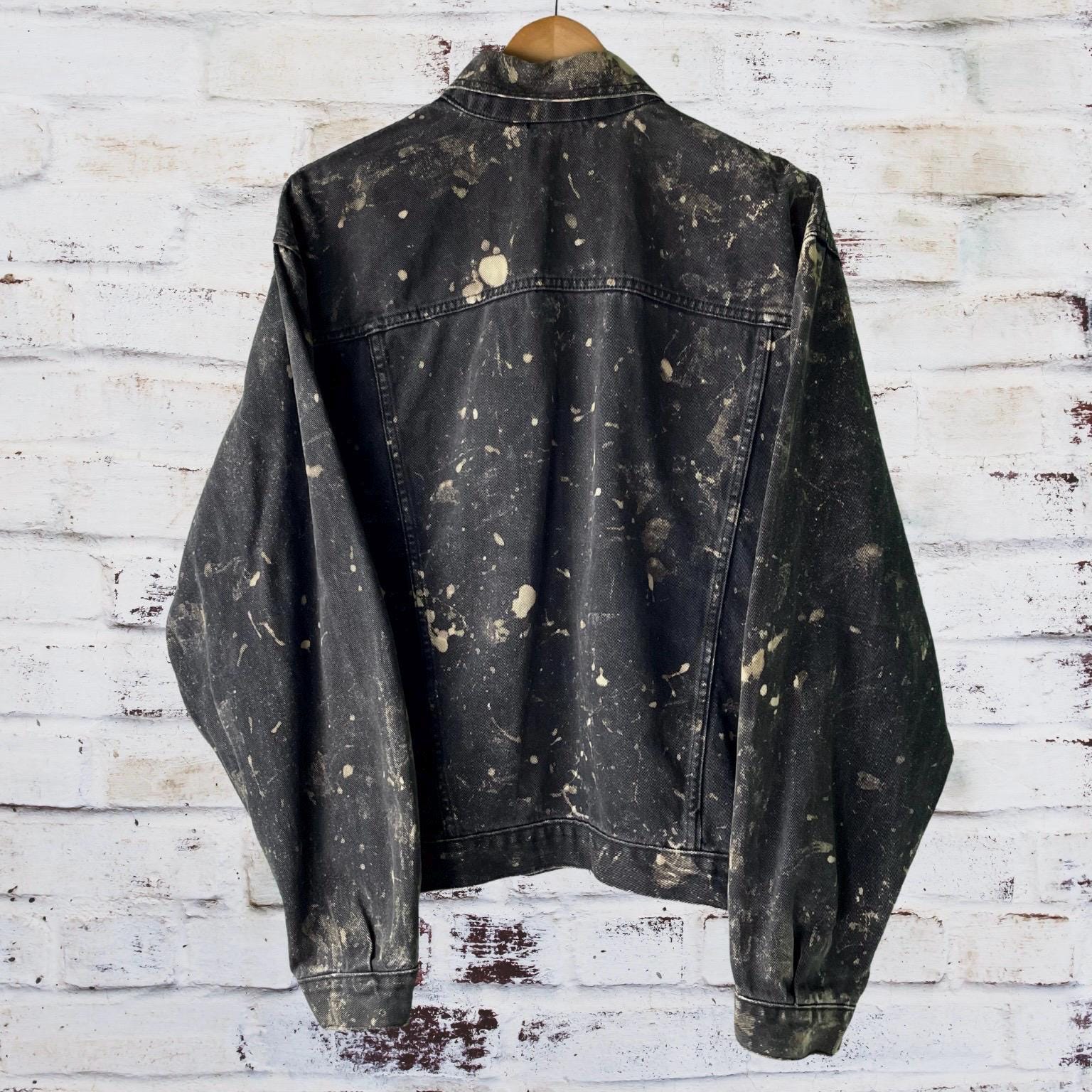 Bleached Splattered Vintage Reworked Denim Jacket