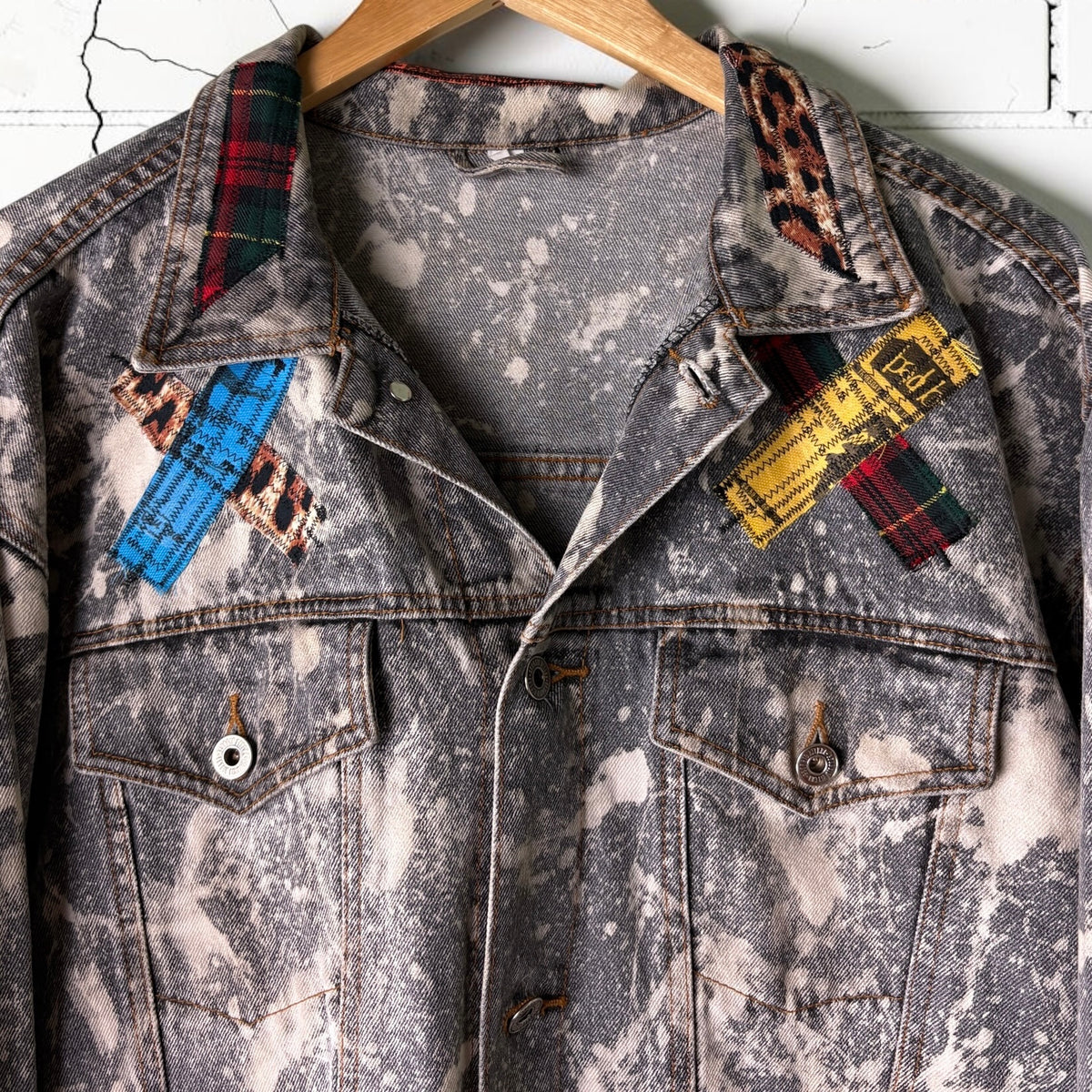 PATCHWORK RIOT - Custom Patchwork Bleached Denim Jacket Punk Rock Jacket Alternative Tumblr Grunge