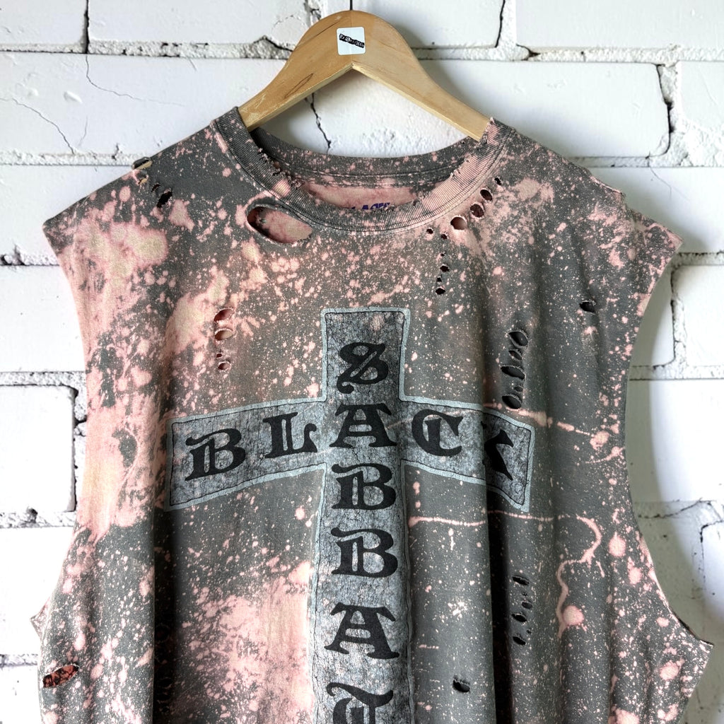 Black Sabbath Bleached Distressed cut off Band Tee