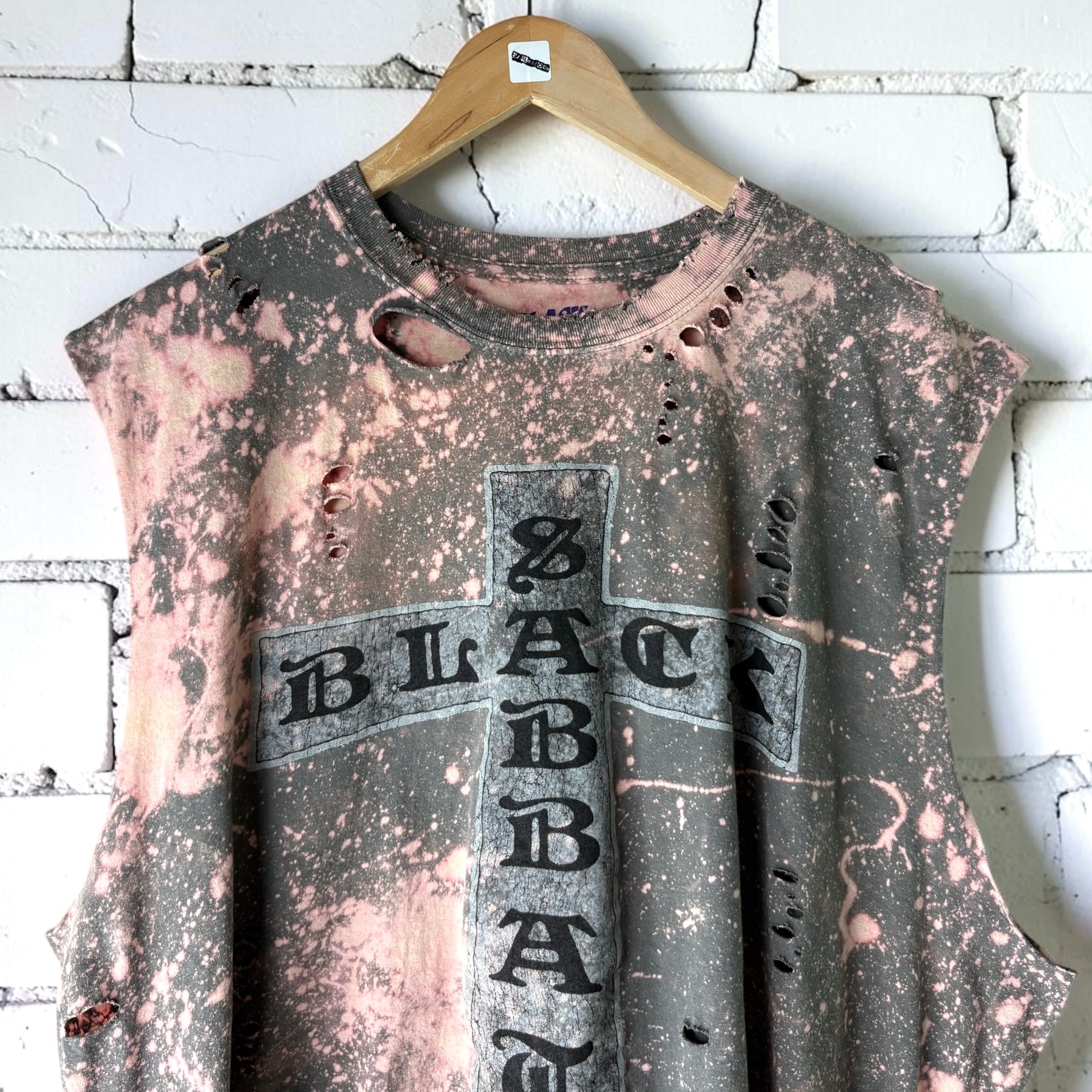 Black Sabbath Bleached Distressed cut off Band Tee