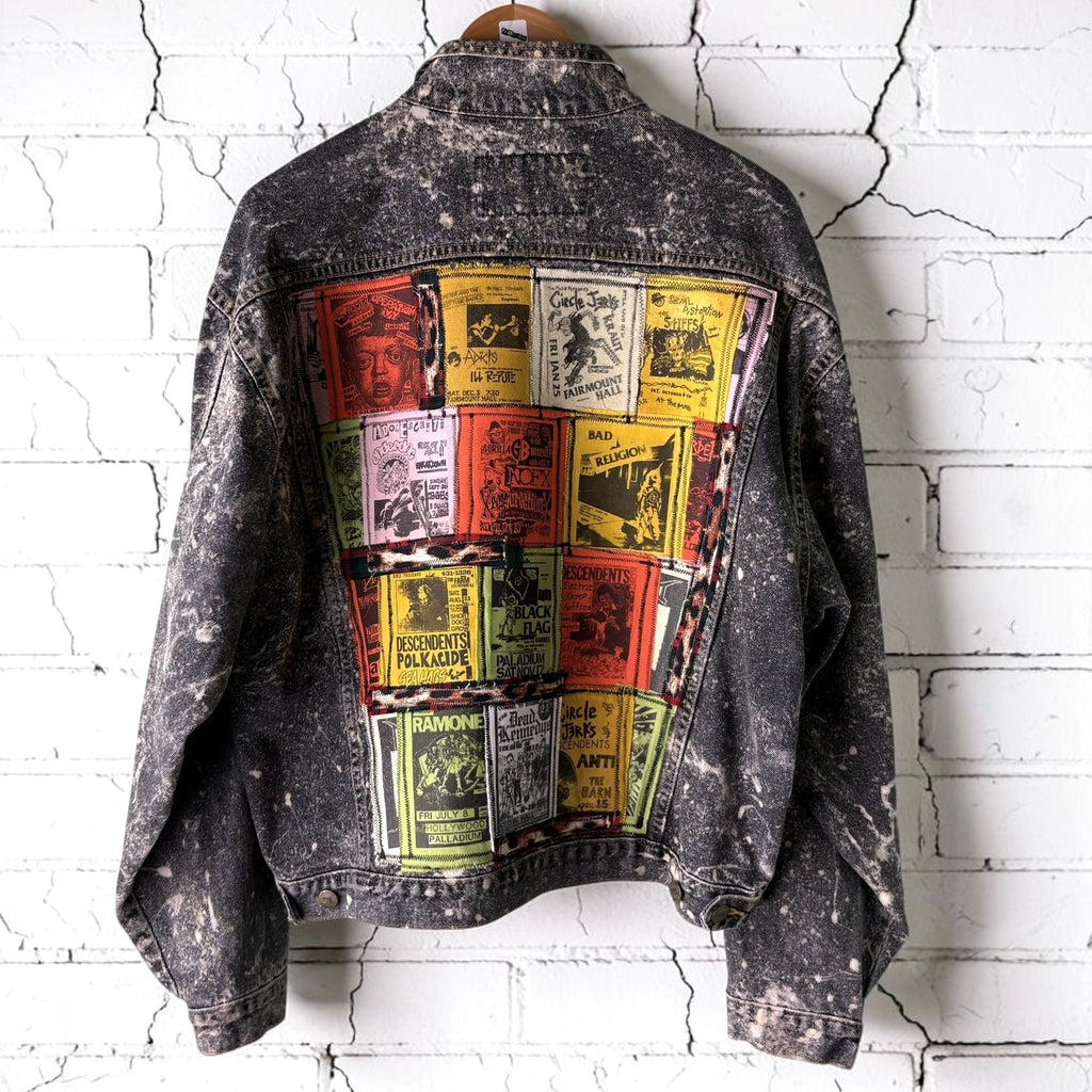 THREAD KENNEDYS - Custom Punk Rock Patch Denim Jacket - Acid Wash Jean Jacket
