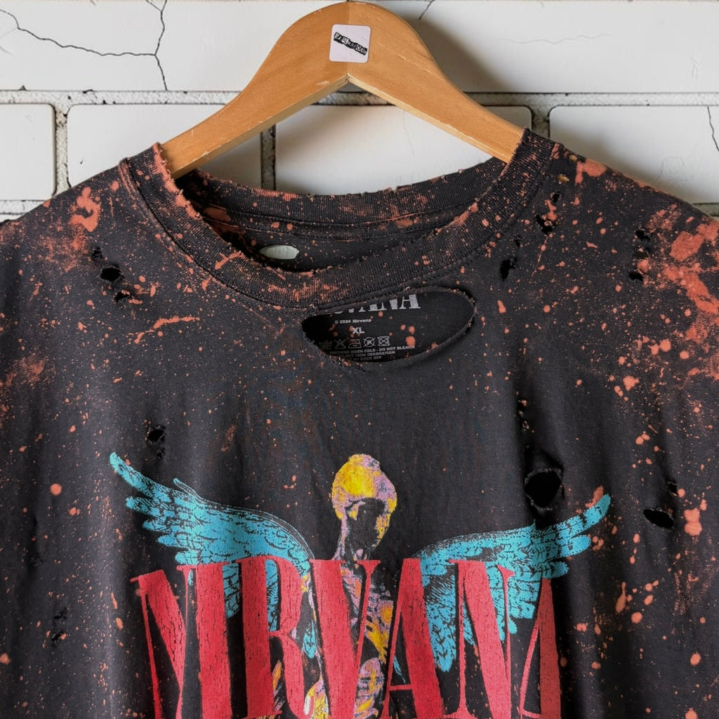 Nirvana - In Utero Bleach Cropped Distressed Tee