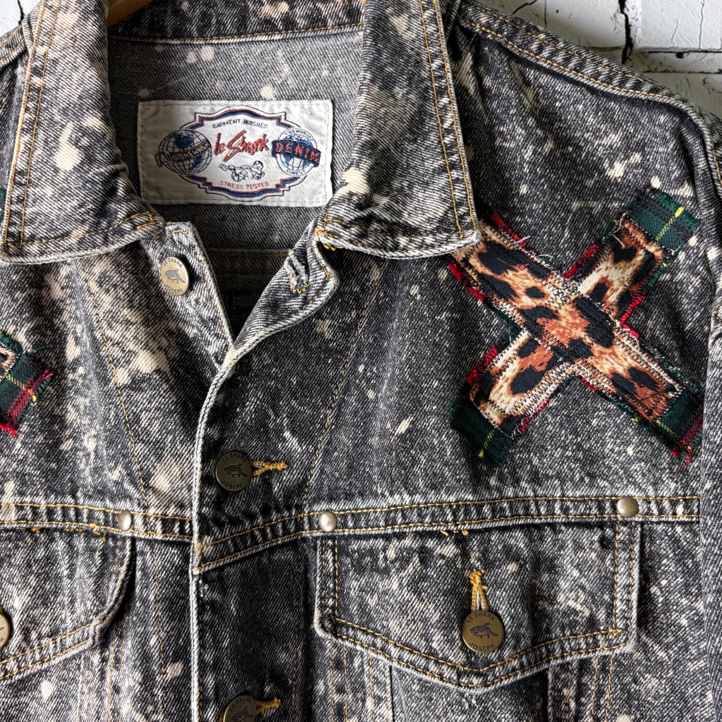 THREAD KENNEDYS - Custom Punk Rock Patch Denim Jacket - Acid Wash Jean Jacket