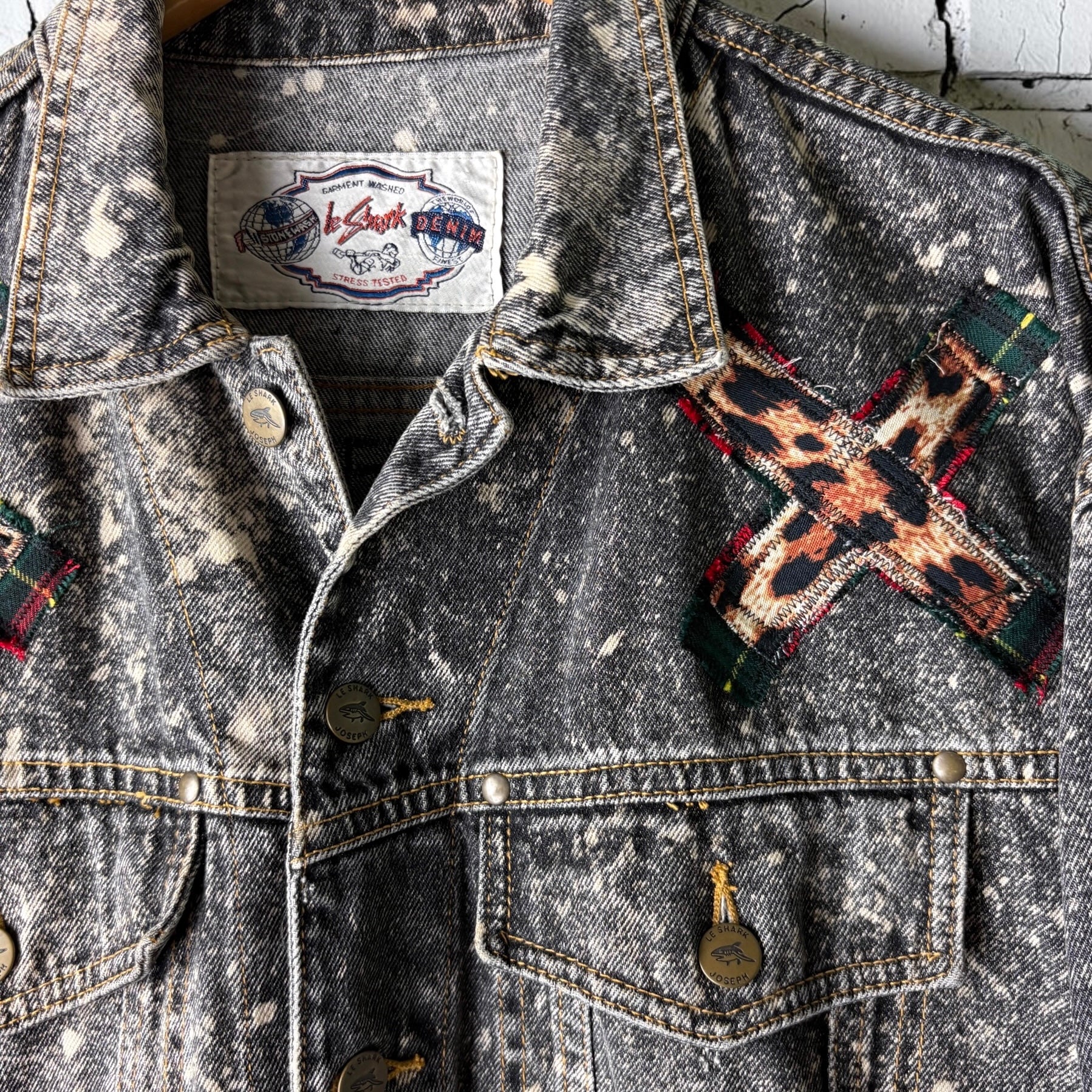 THREAD KENNEDYS - Custom Punk Rock Patch Denim Jacket - Acid Wash Jean Jacket