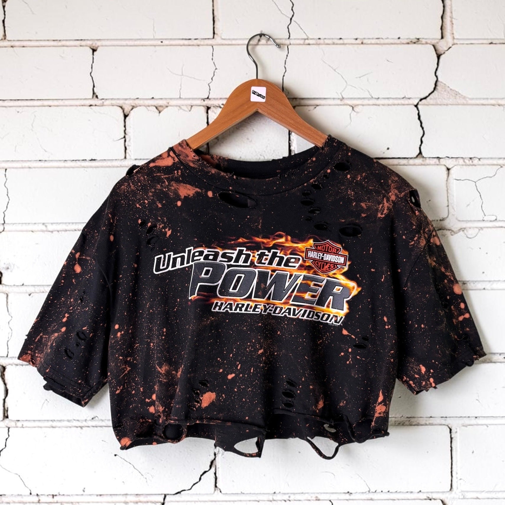 Harley Davidson Orlando Bleached Distressed Cropped Tee