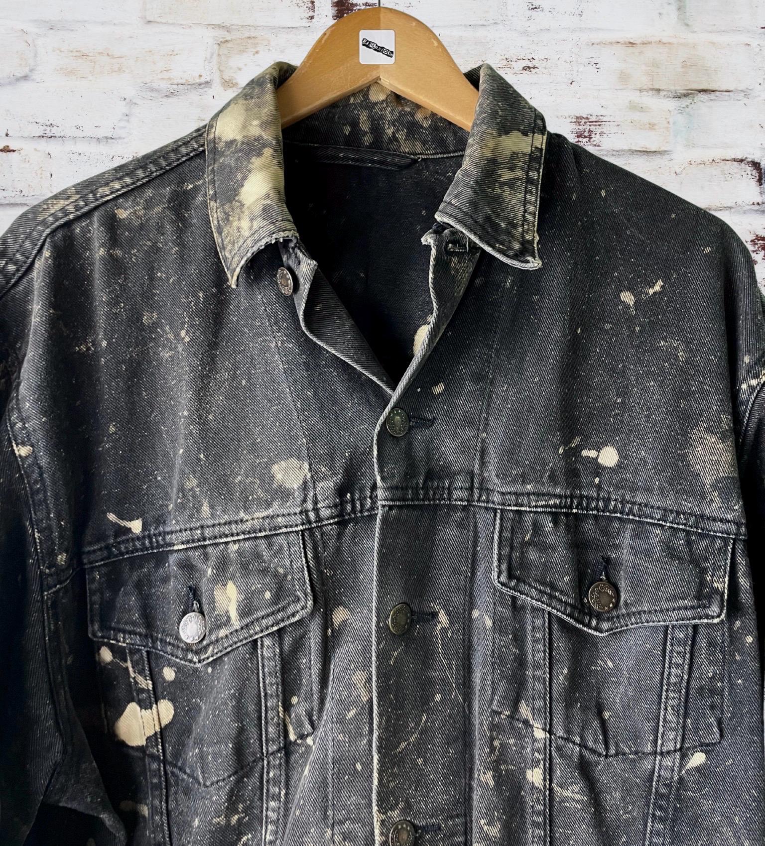 Bleached Splattered Vintage Reworked Denim Jacket