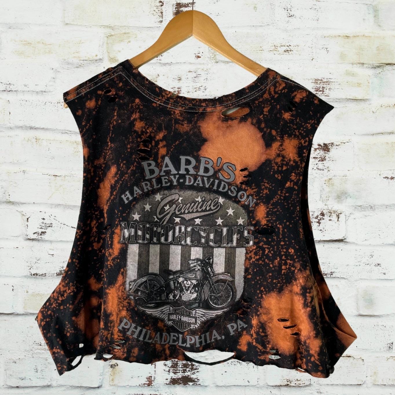 Harley Davidson Cropped Thrashed T-Shirt