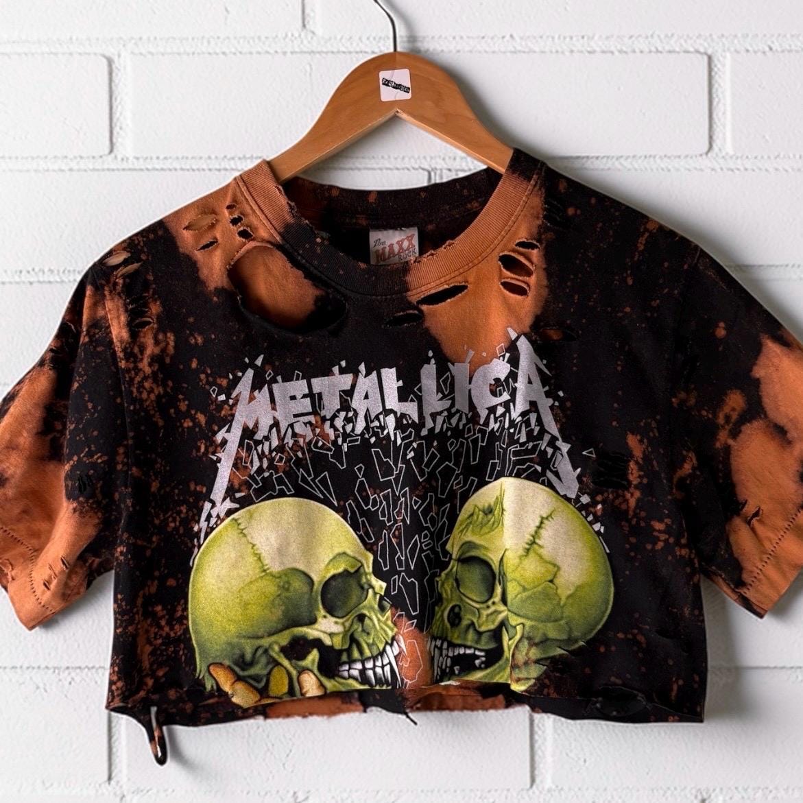 Metallica Bleached Shredded cropped Band Shirt