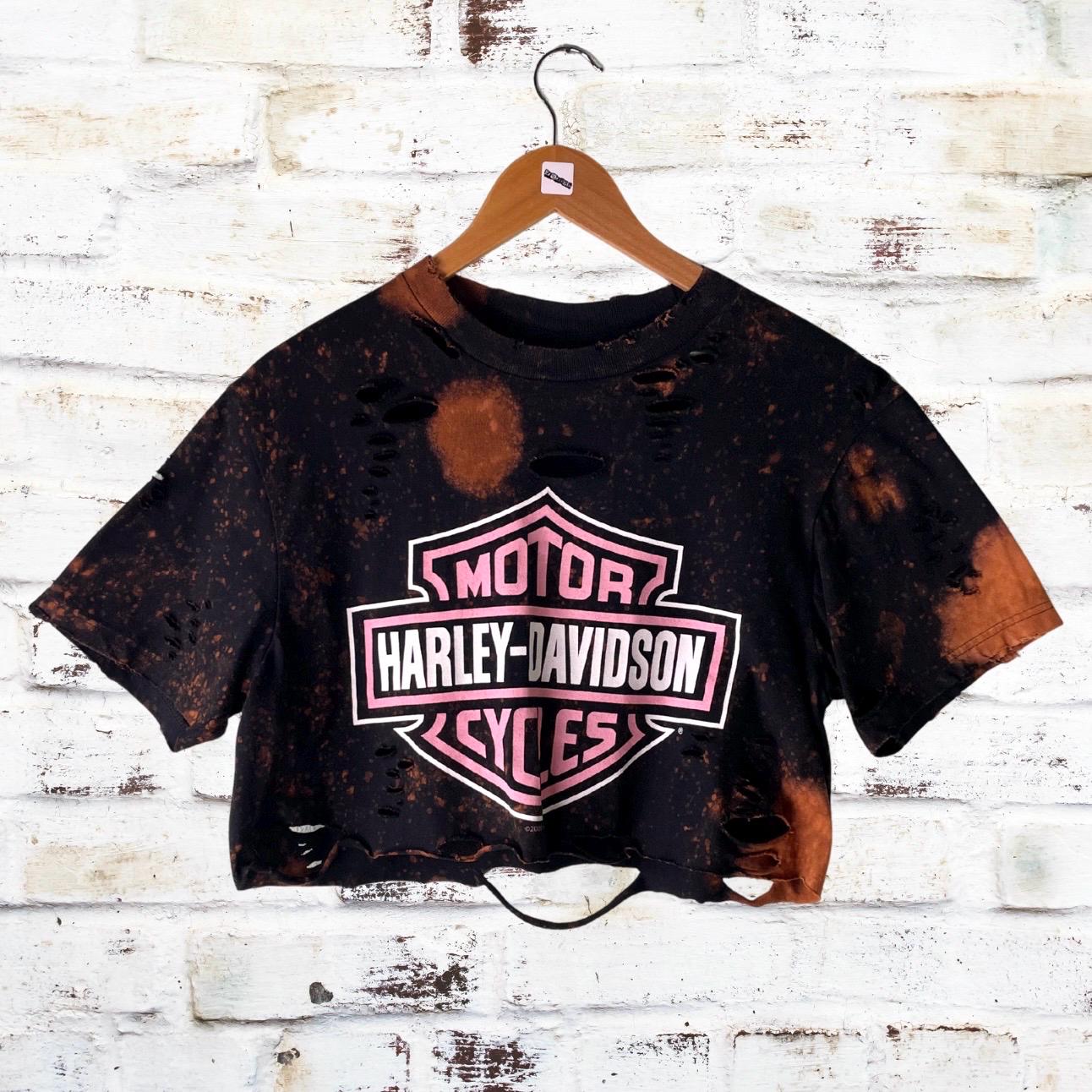 Harley Davidson Classic Logo Bleached Crop T-Shirt