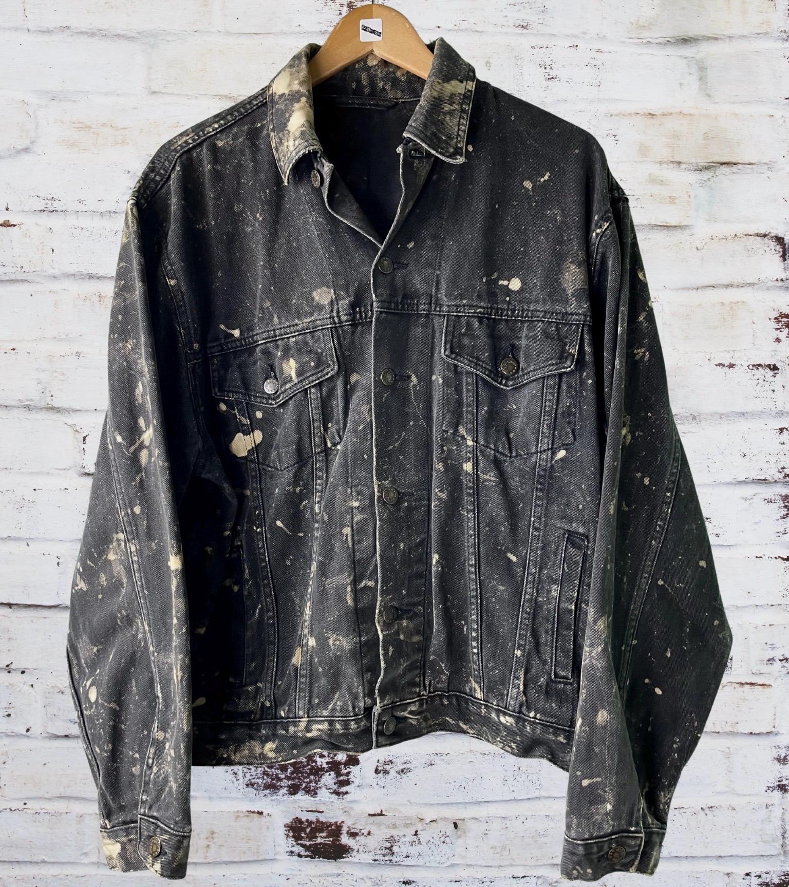 Bleached Splattered Vintage Reworked Denim Jacket