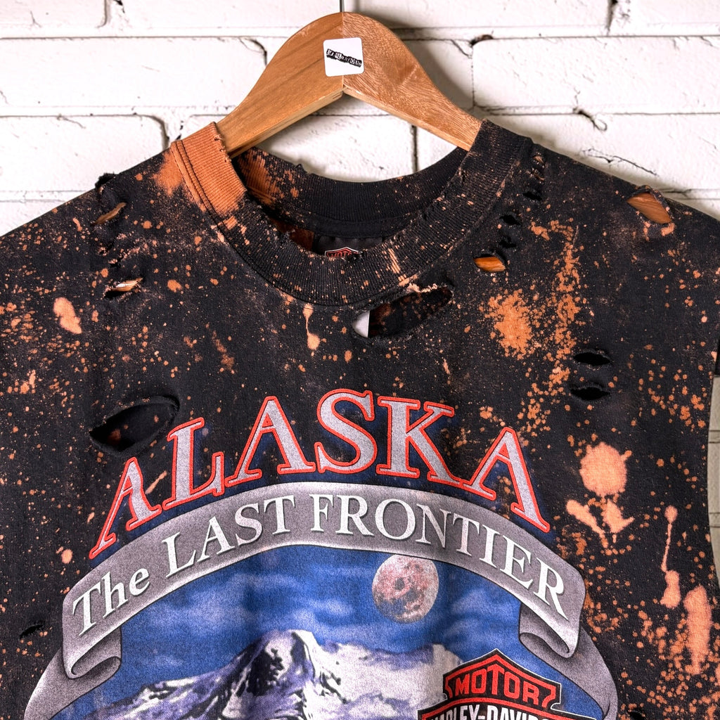 Harley Davidson Alaska Bleached Distressed Cropped T-shirt