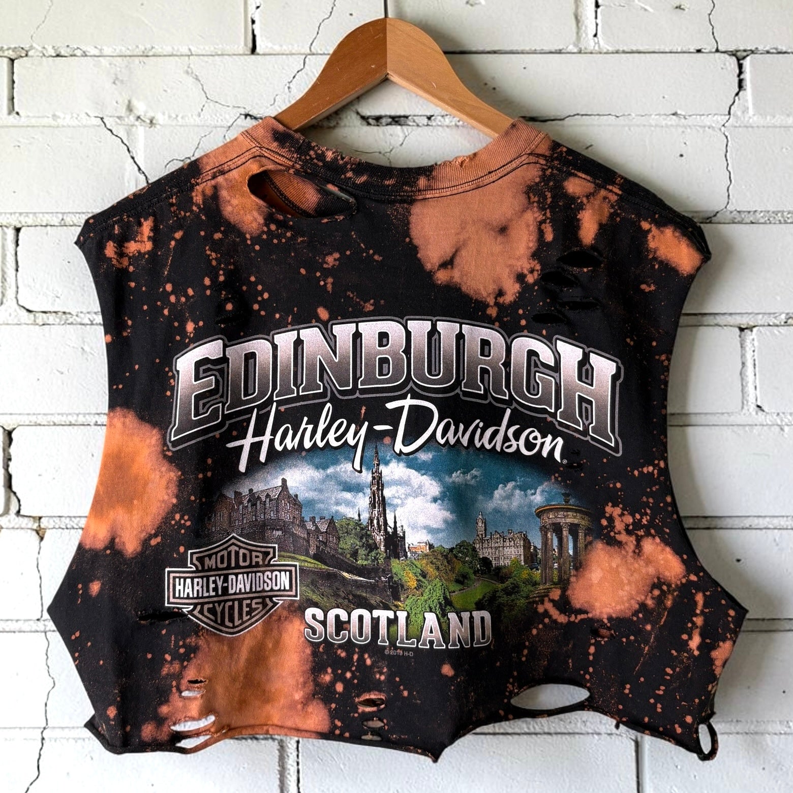 Harley Davidson Edinburgh Classic Logo Distressed Tee