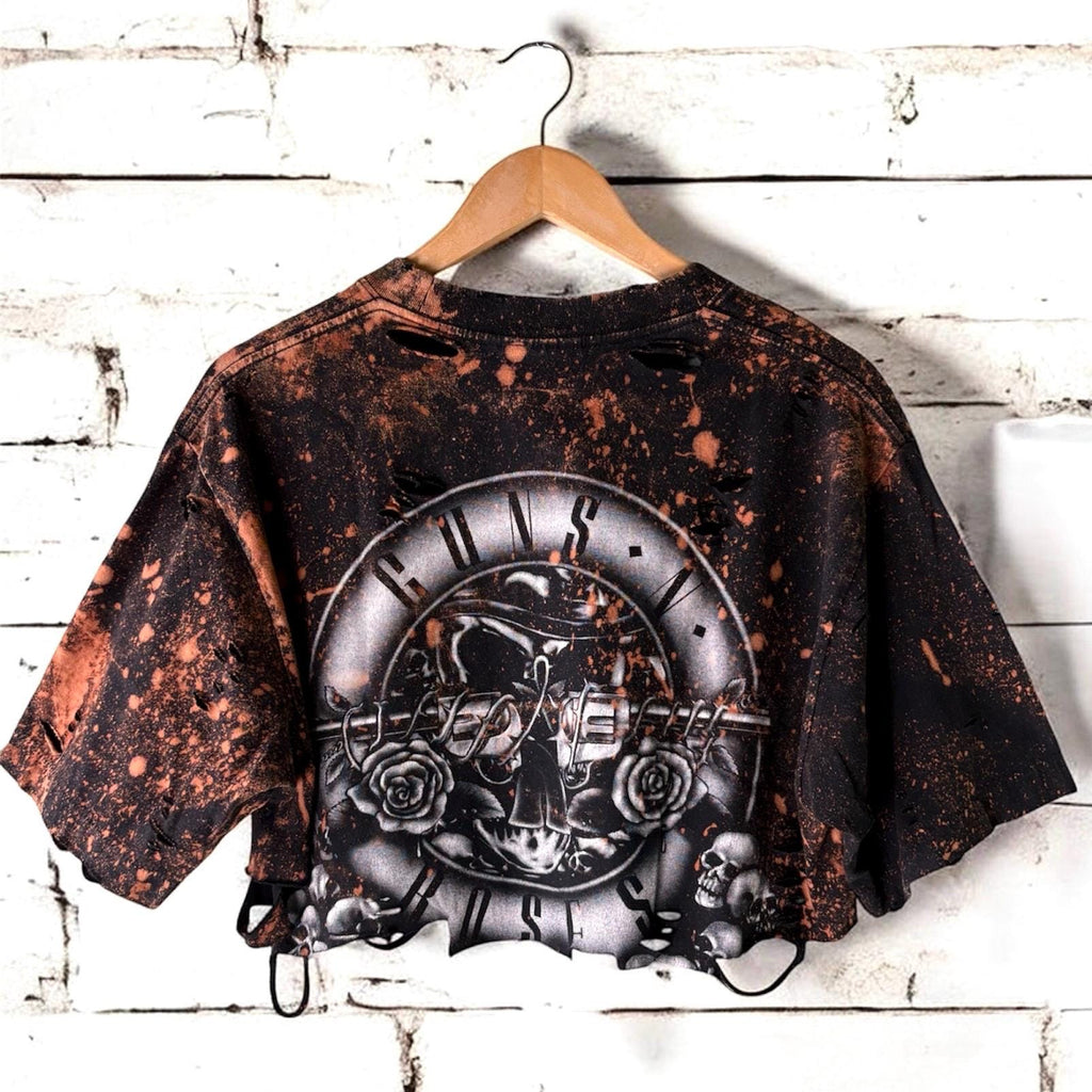 Guns n roses cropped bleached shredded band Shirt